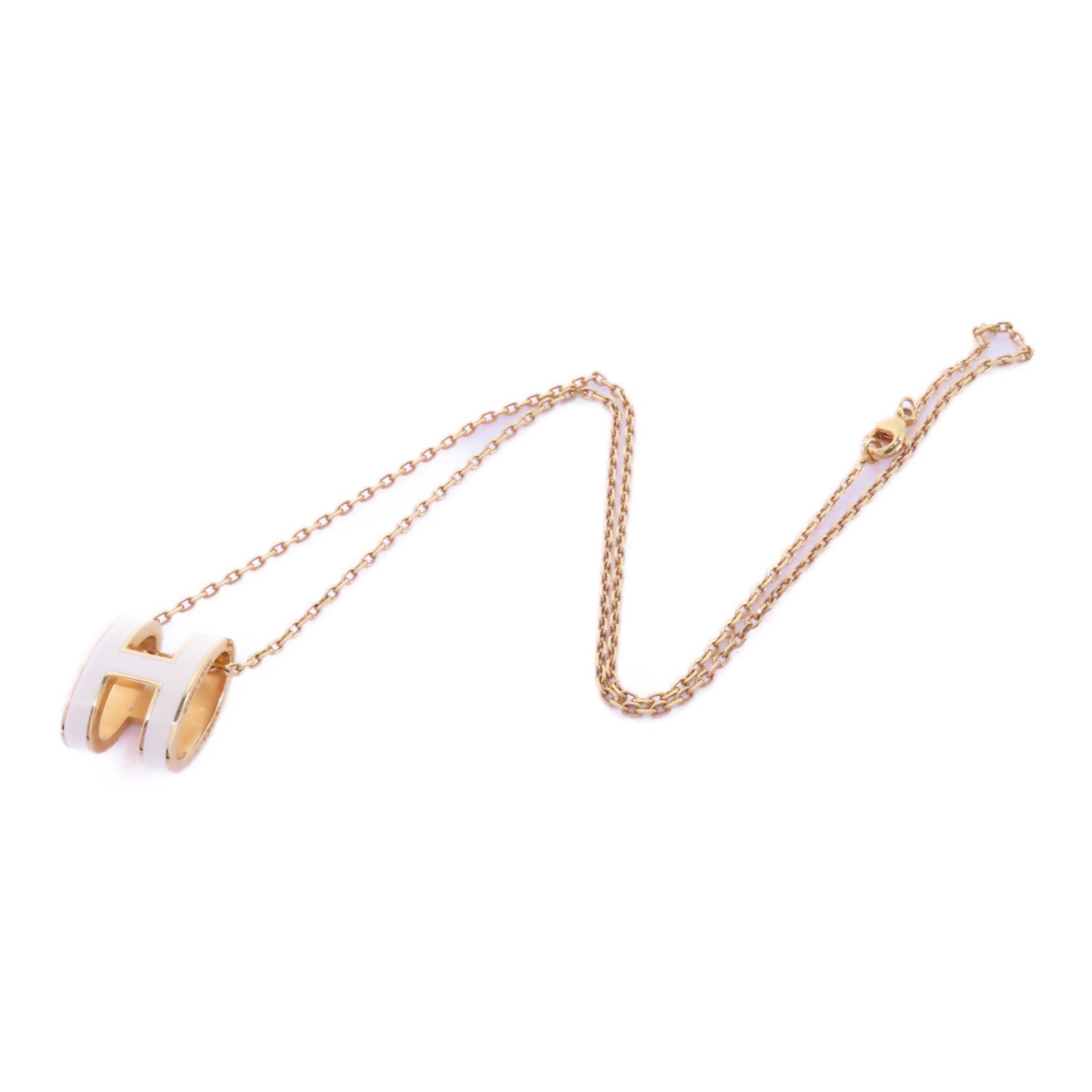 HERMES 金屬Pop H Necklace項鍊白色/金色