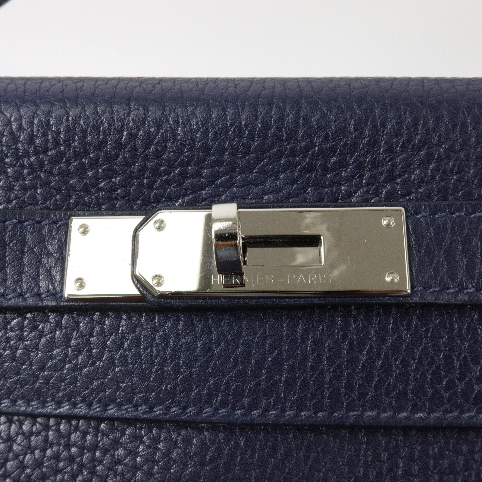 HERMES Clemence皮革Kelly 28手挽肩背兩用袋Blue Nuit