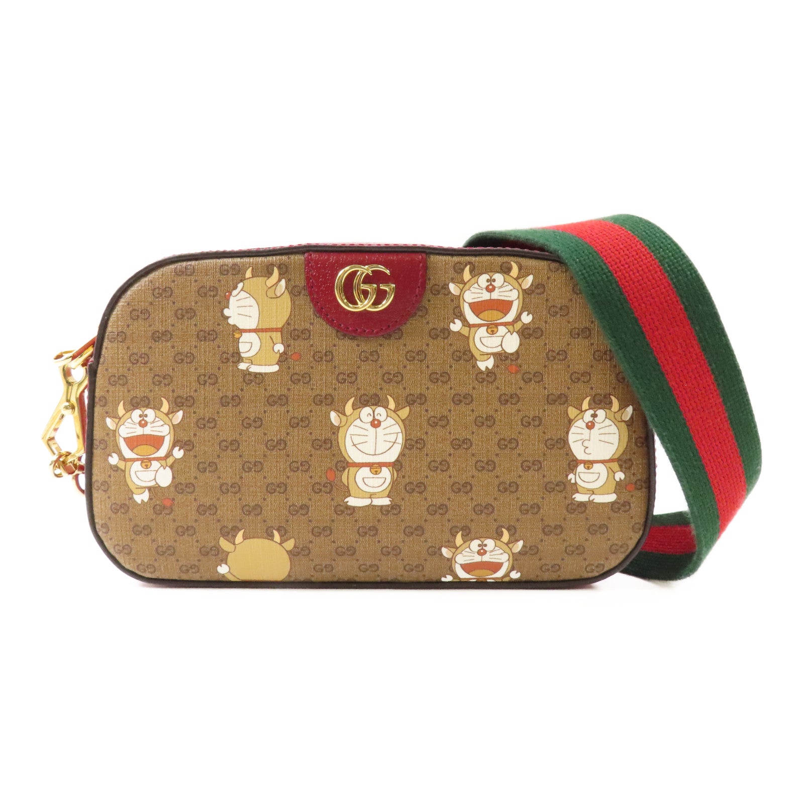 GUCCI 塗層帆布GG Supreme金扣肩背袋