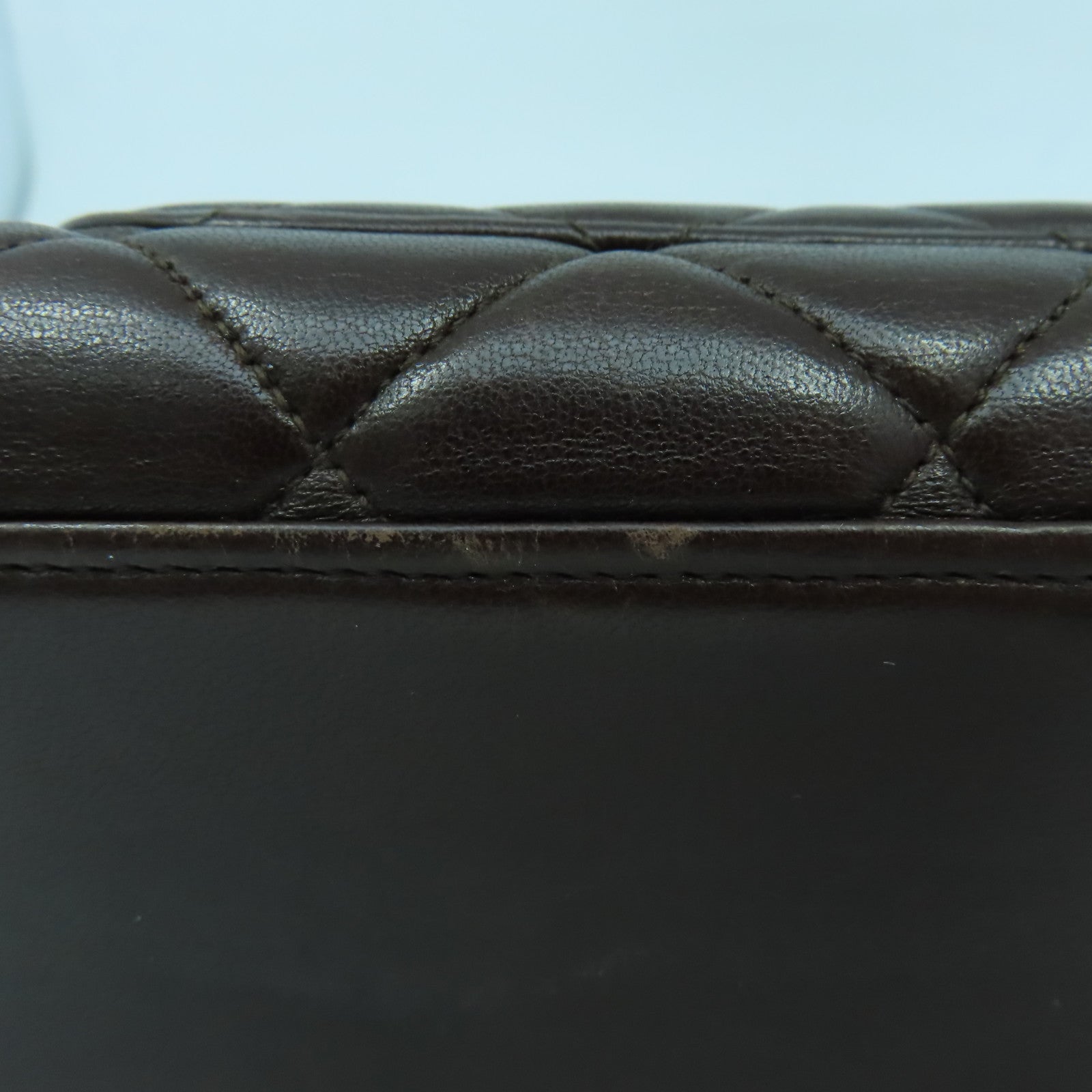 CHANEL 菱格羊皮皮革Handbag金扣手挽袋啡色