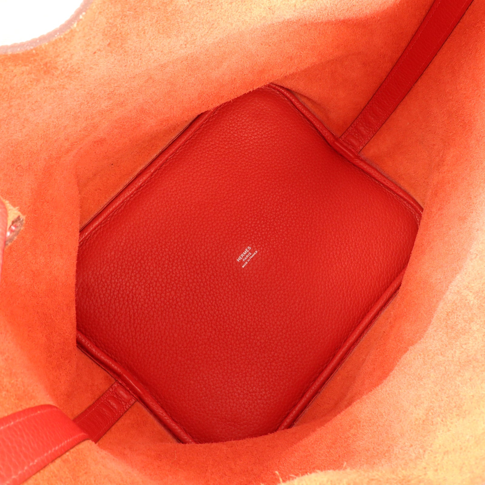 HERMES Clemence皮革Picotin GM銀扣手挽袋Rouge Casaque