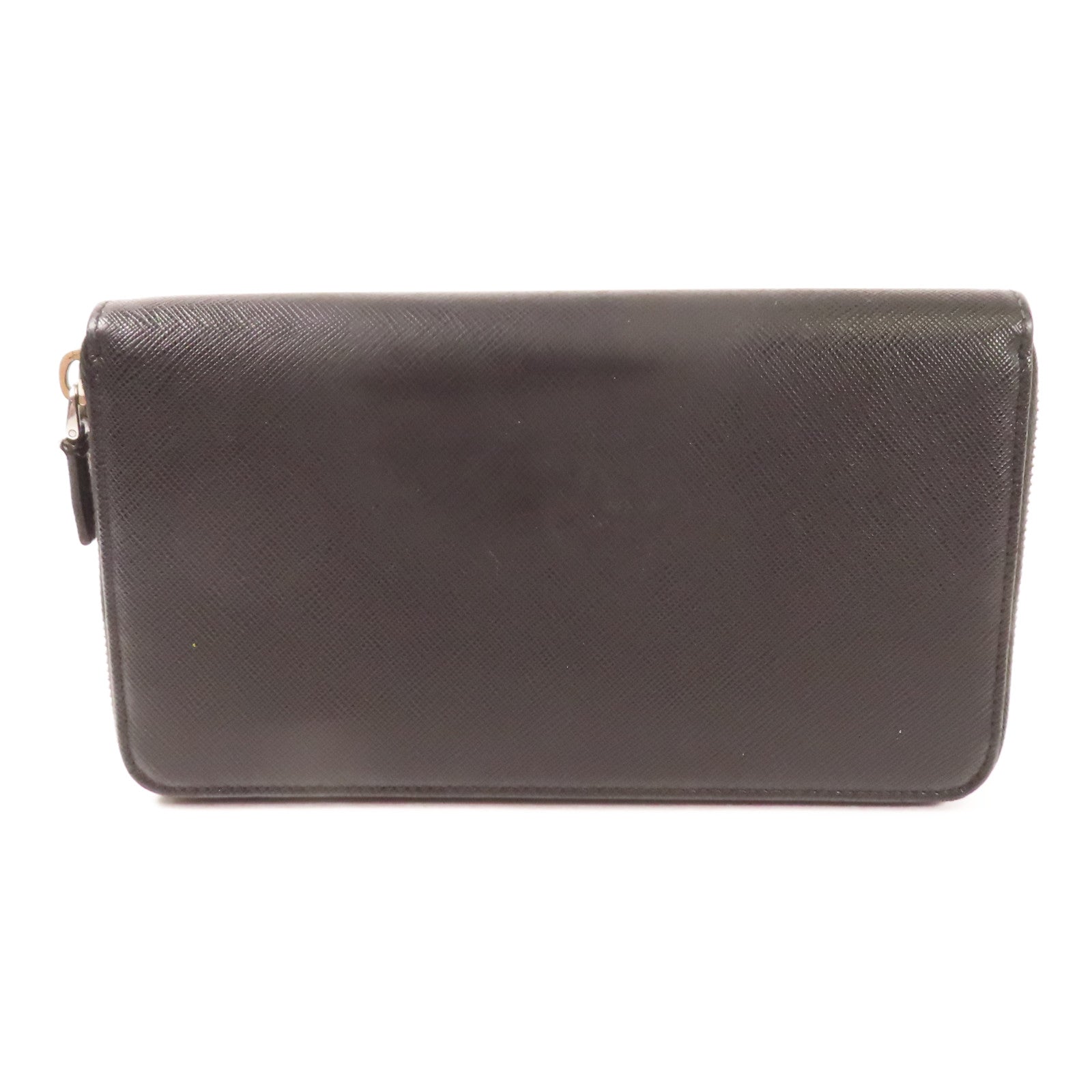 PRADA SHW Long Wallet Calfskin Leather 62B Black/Blue