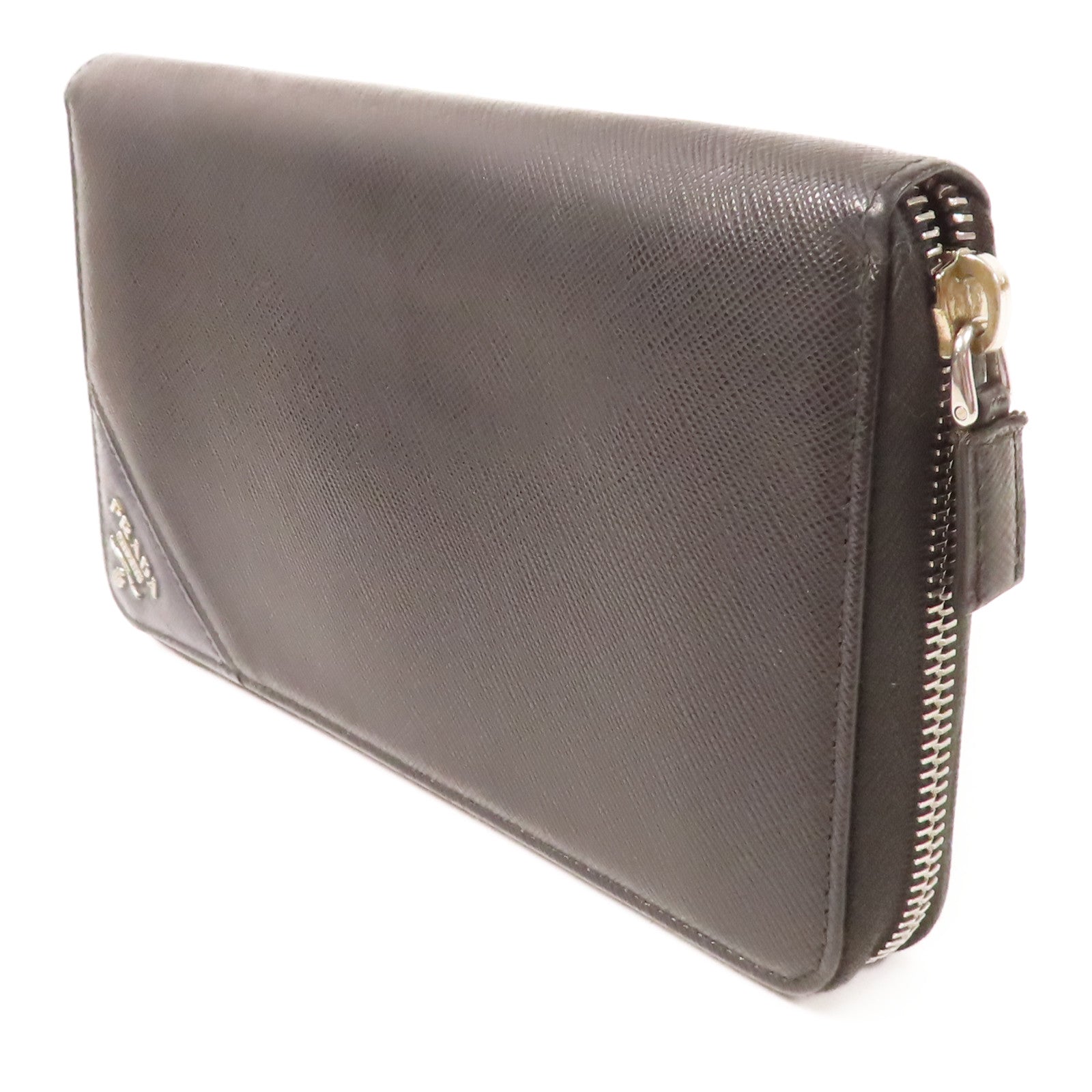 PRADA SHW Long Wallet Calfskin Leather 62B Black/Blue