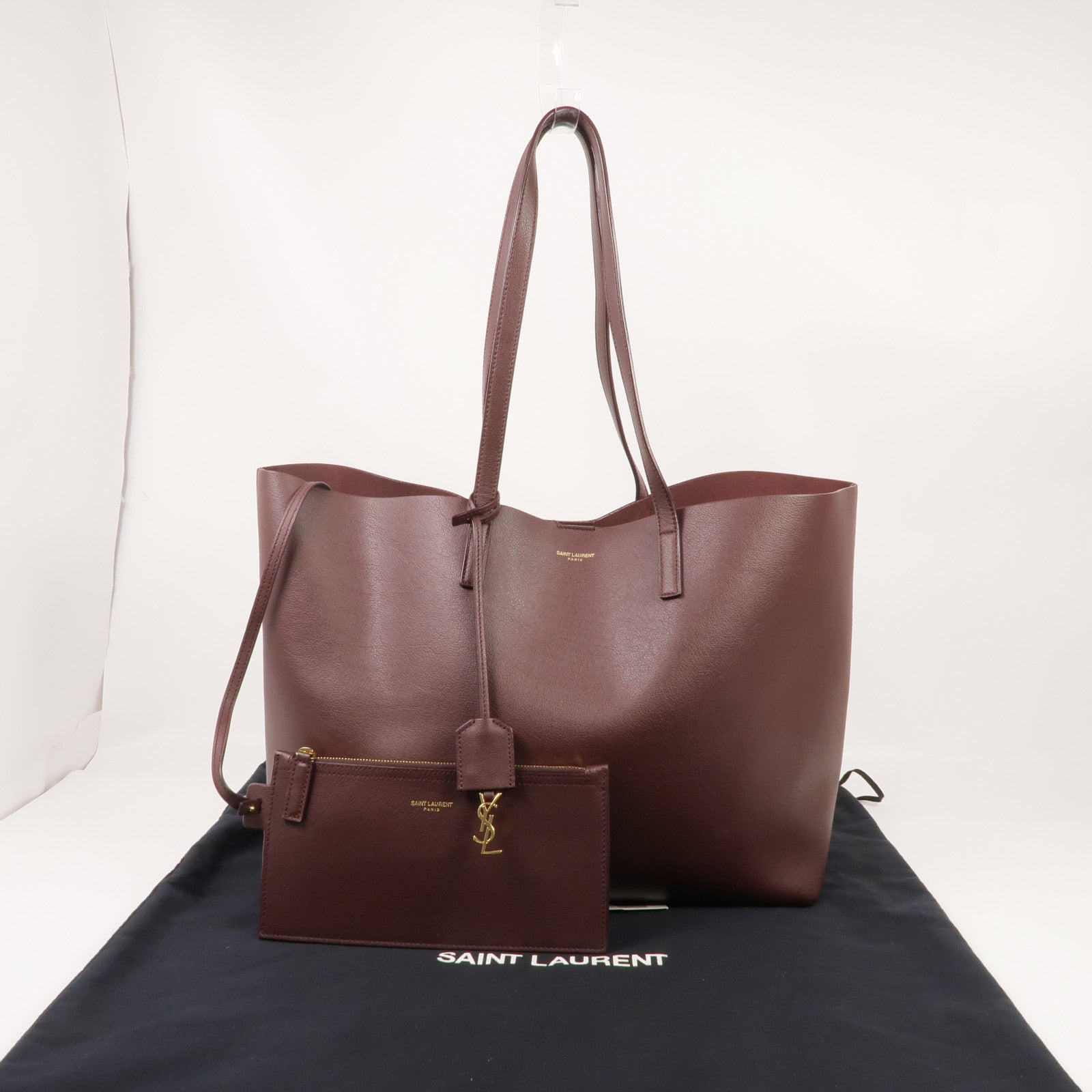 YVES SAINT LAURENT 牛皮皮革Shoulder Tote金扣肩背袋/手挽袋