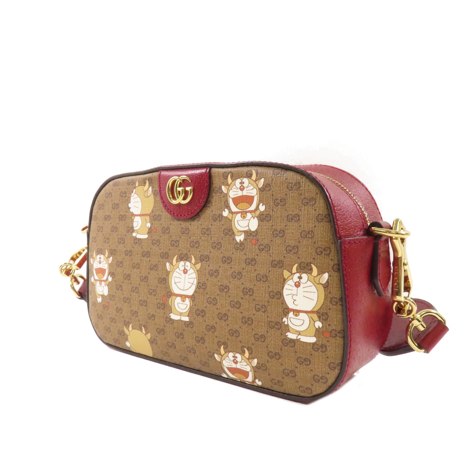 GUCCI 塗層帆布GG Supreme金扣肩背袋