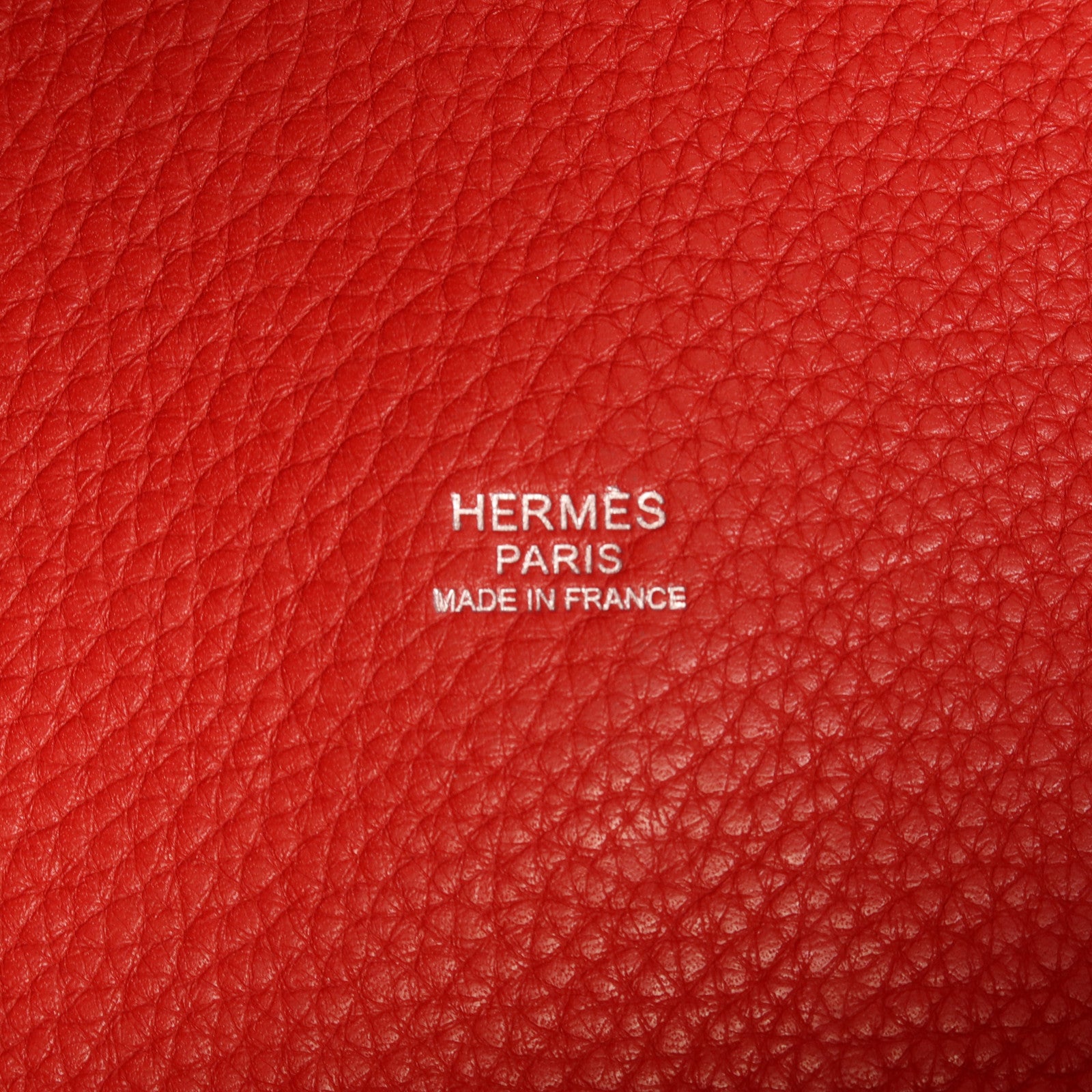 HERMES Clemence皮革Picotin GM銀扣手挽袋Rouge Casaque