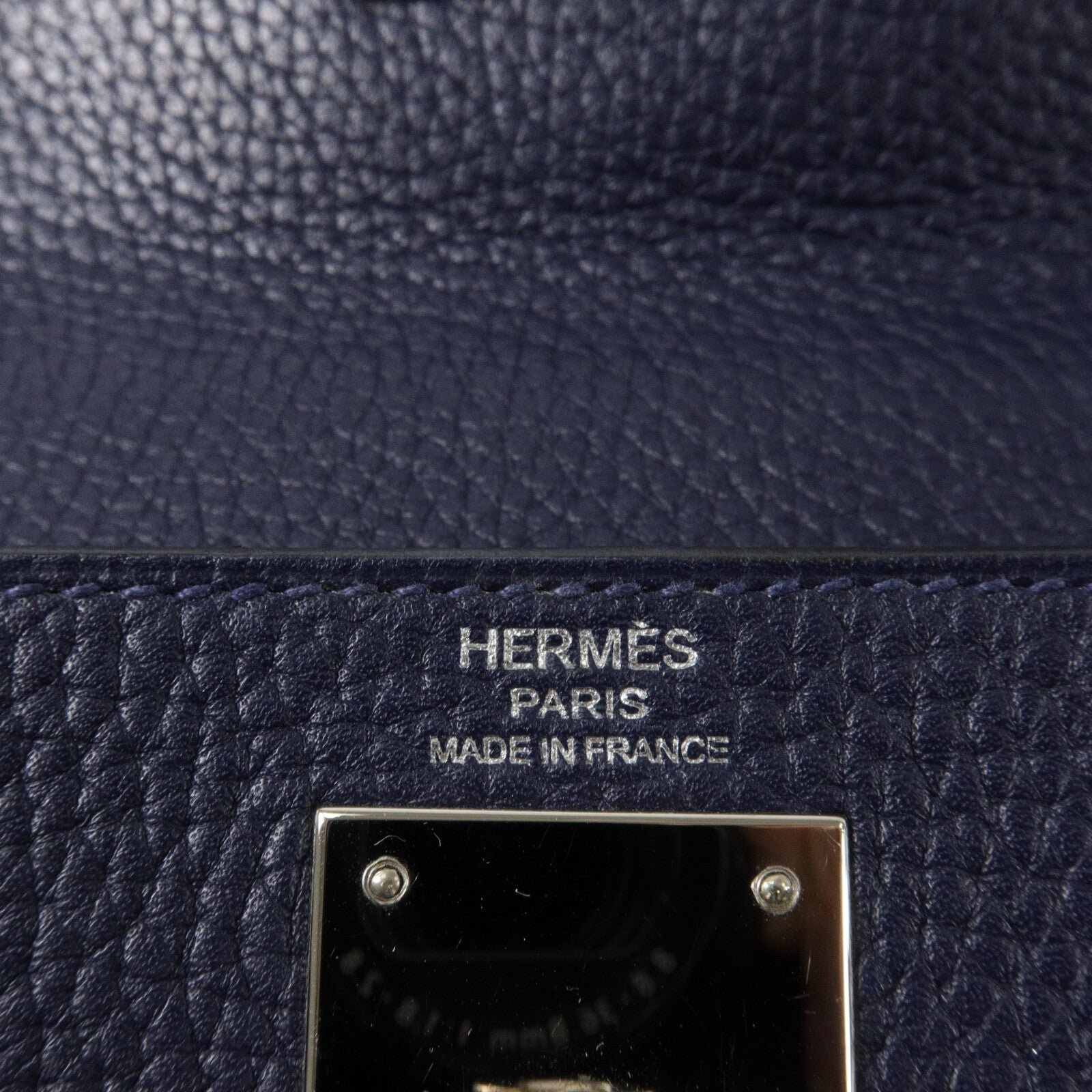 HERMES Clemence皮革Kelly 28手挽肩背兩用袋Blue Nuit