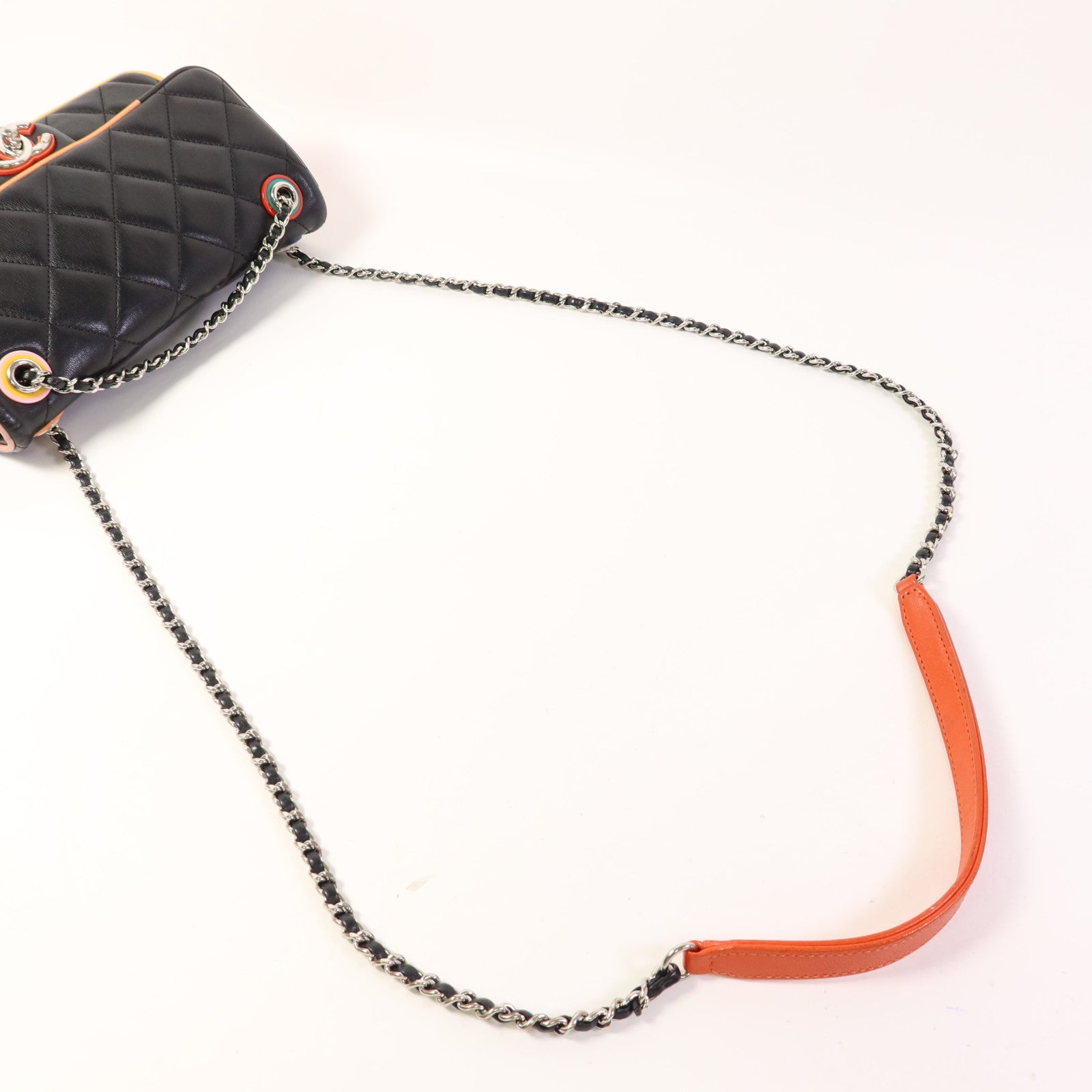 CHANEL 羊皮皮革Chain Shoulder銀扣鏈帶肩背袋