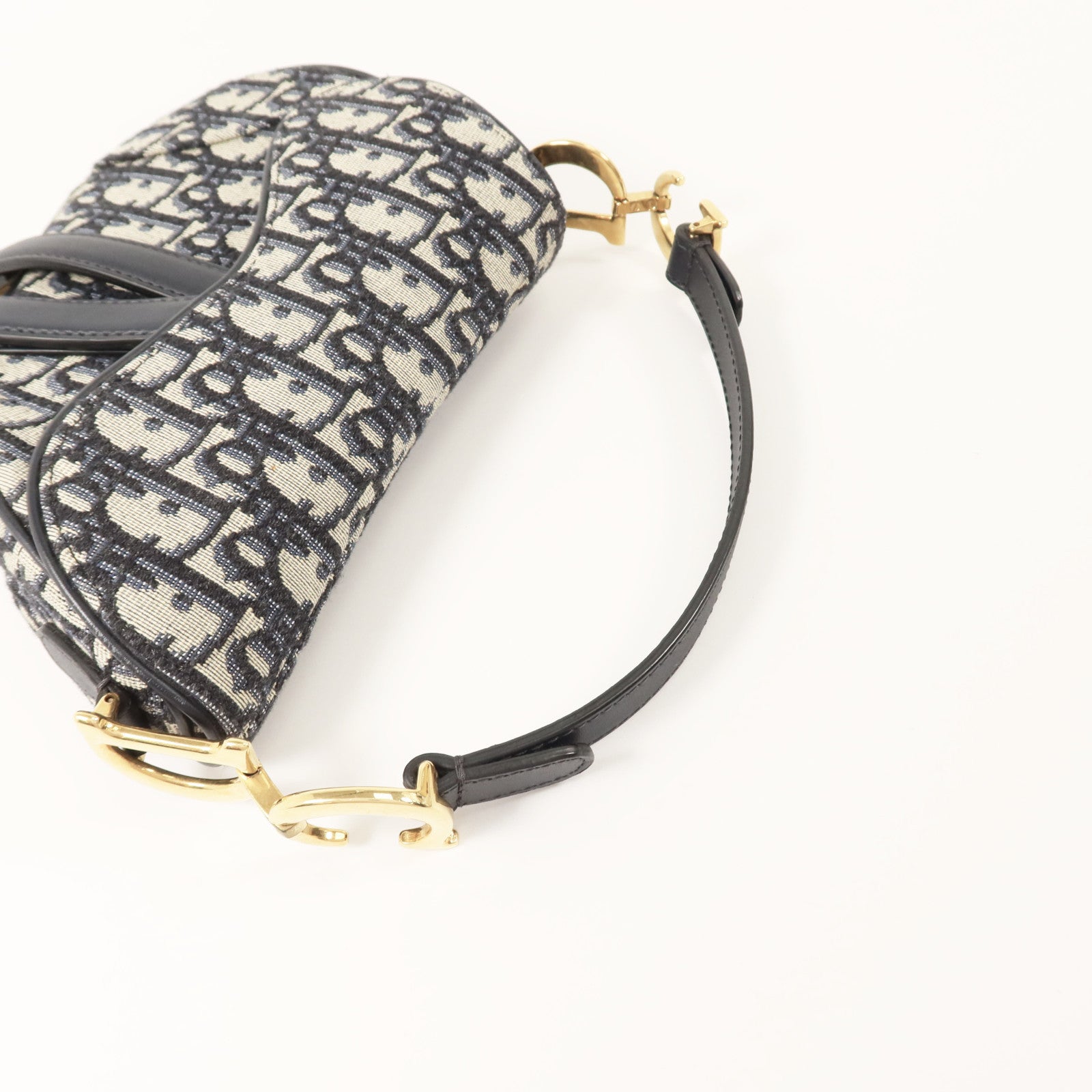 Dior Oblique帆布Mini Saddle金扣手挽袋