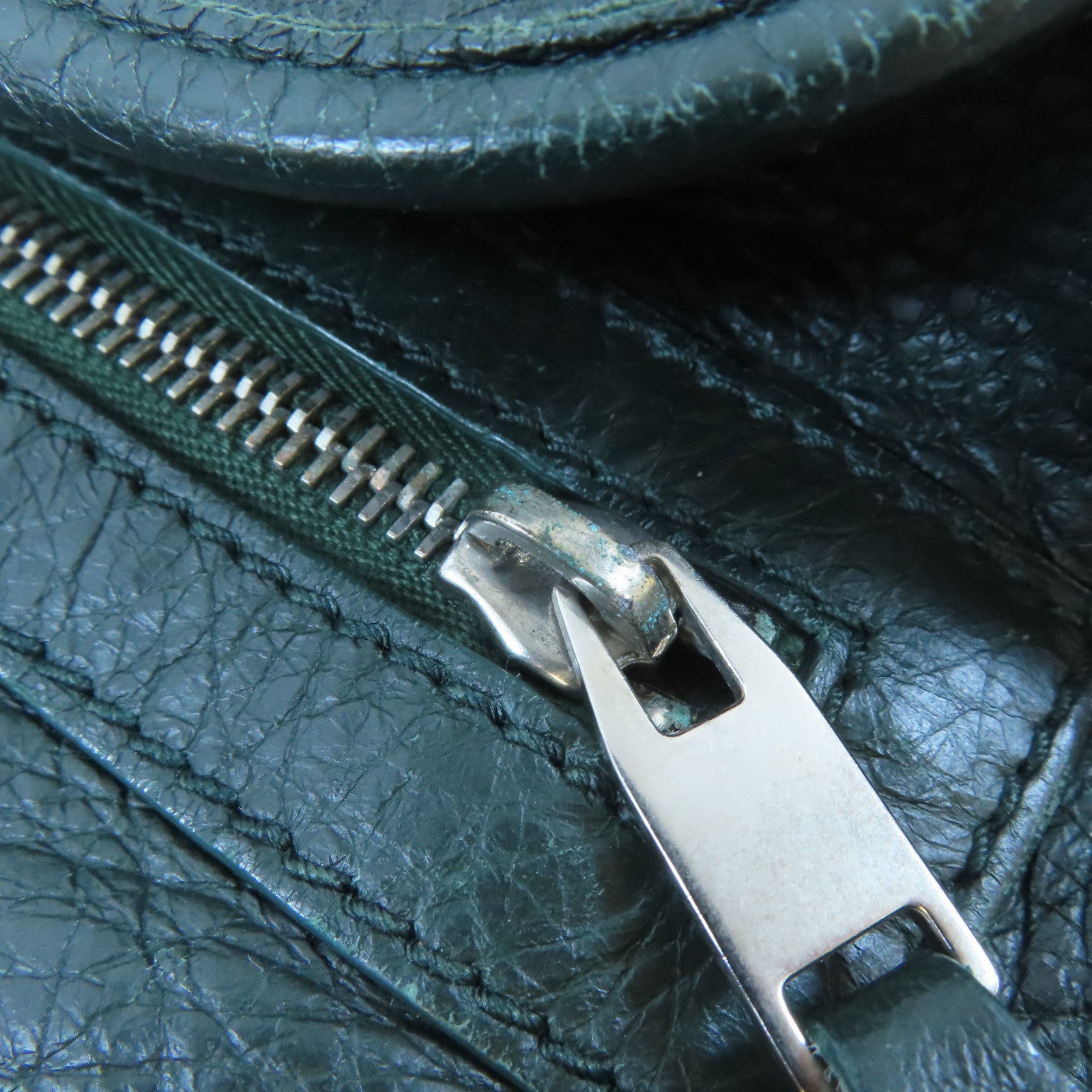 BALENCIAGA 牛皮皮革Traveller Backpack銀扣背包綠色