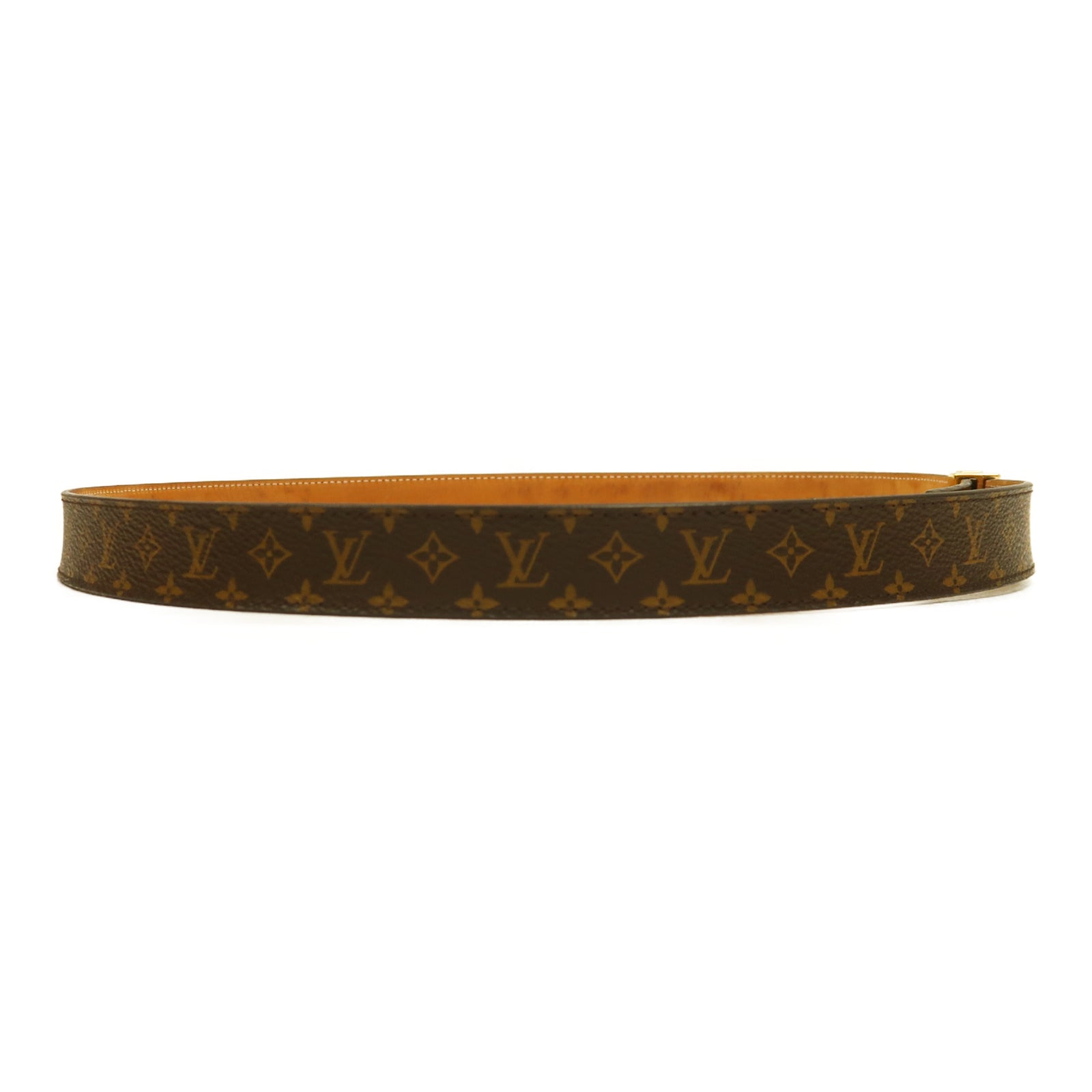 LOUIS VUITTON Monogram Belt金扣皮帶啡色