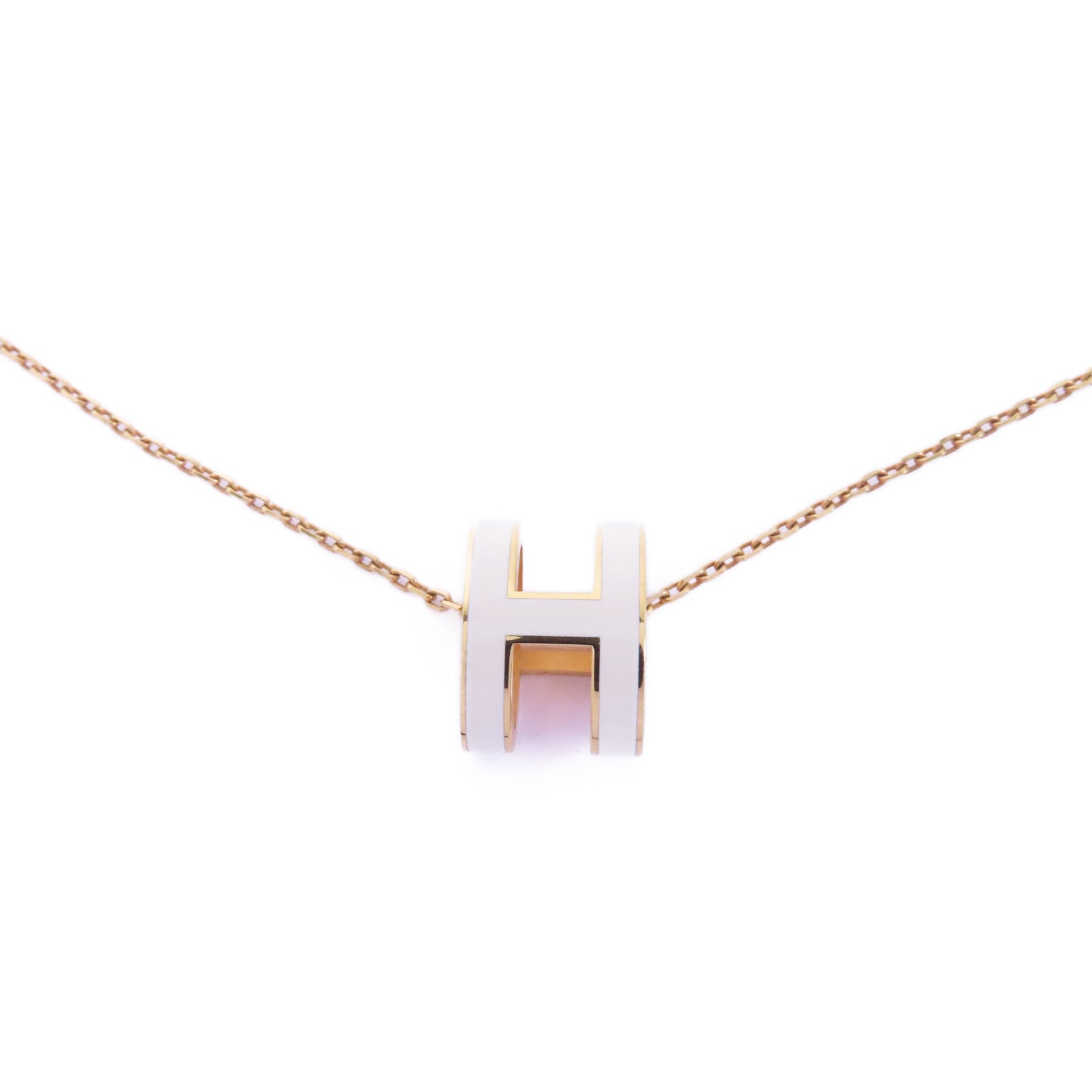 HERMES 金屬Pop H Necklace項鍊白色/金色