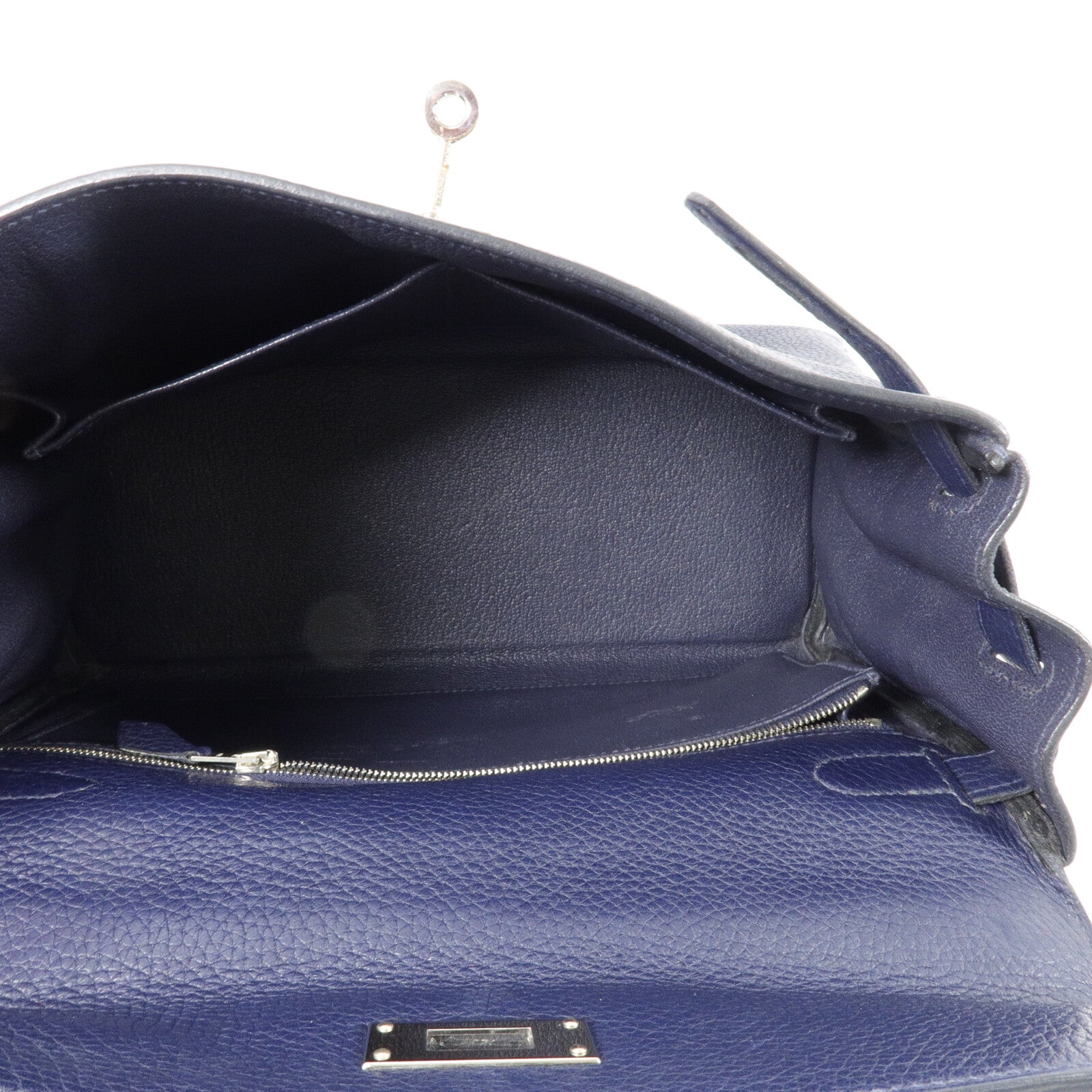HERMES Clemence皮革Kelly 28手挽肩背兩用袋Blue Nuit