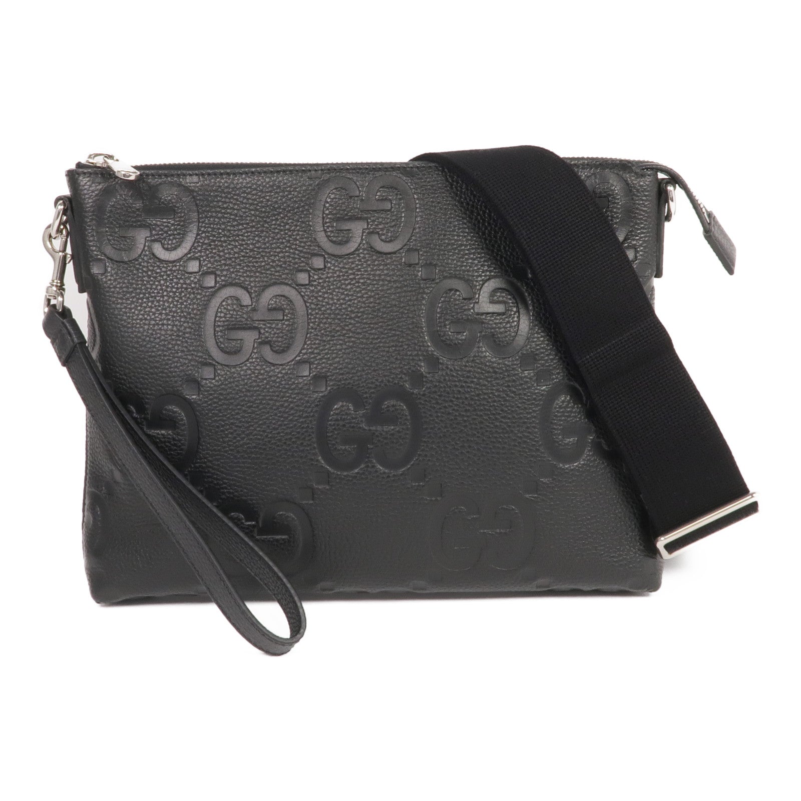 GUCCI 牛皮皮革GG Jumbo Medium Crossbody Bag銀扣肩背袋