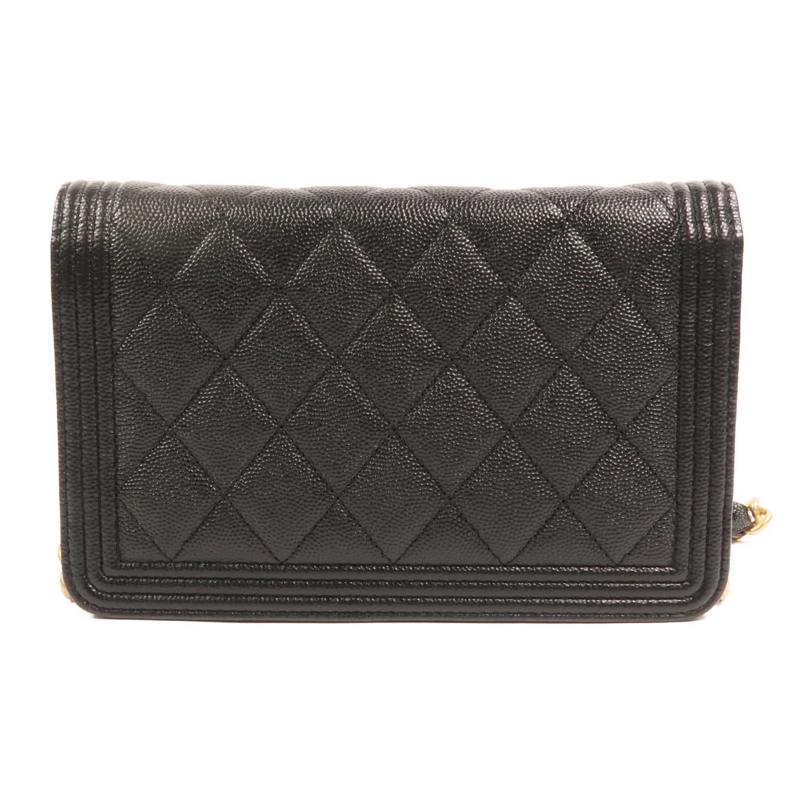 CHANEL 牛皮皮革Boy Wallet On Chain鏈帶肩背袋