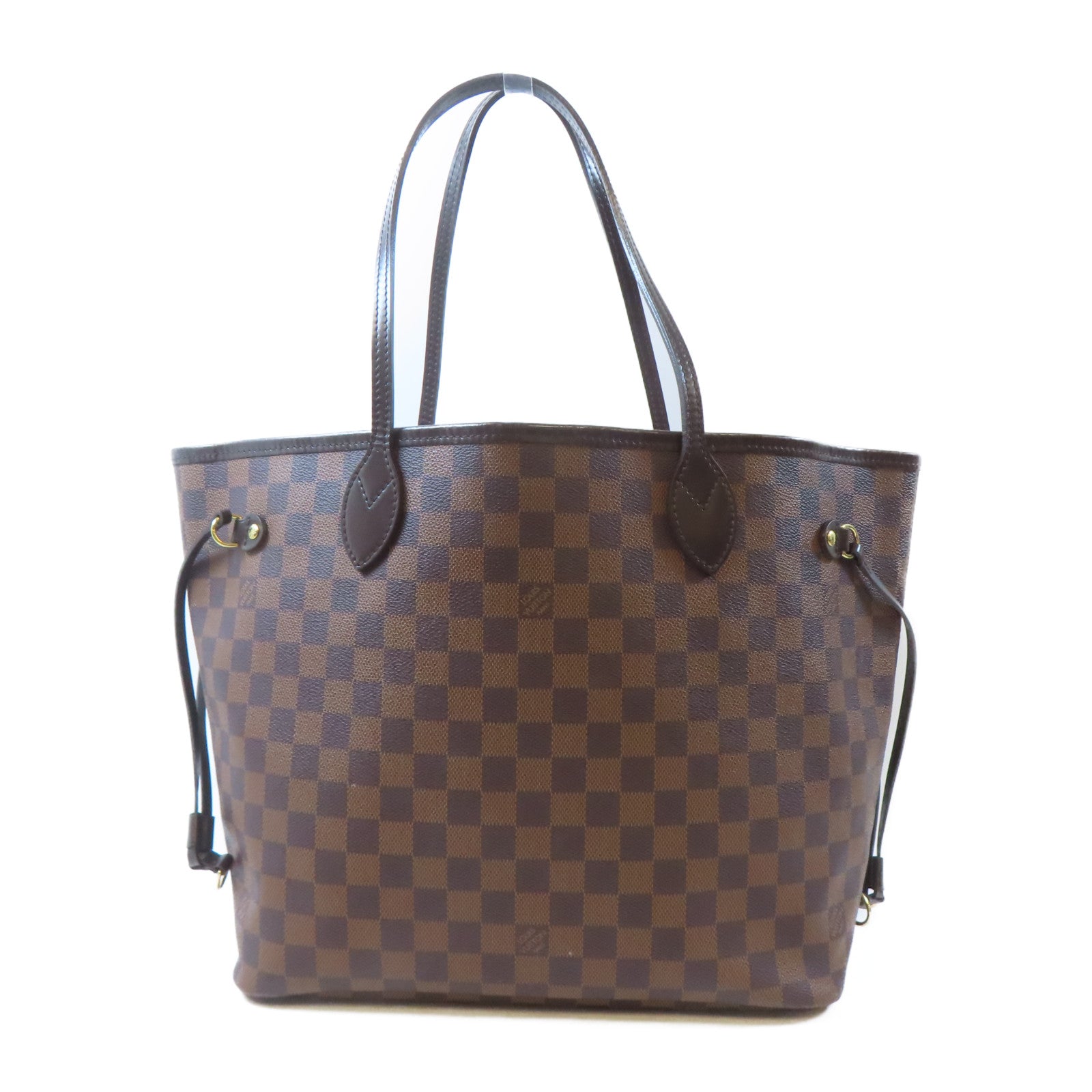 LOUIS VUITTON Damier Neverfull MM金扣肩背袋/手挽袋啡色