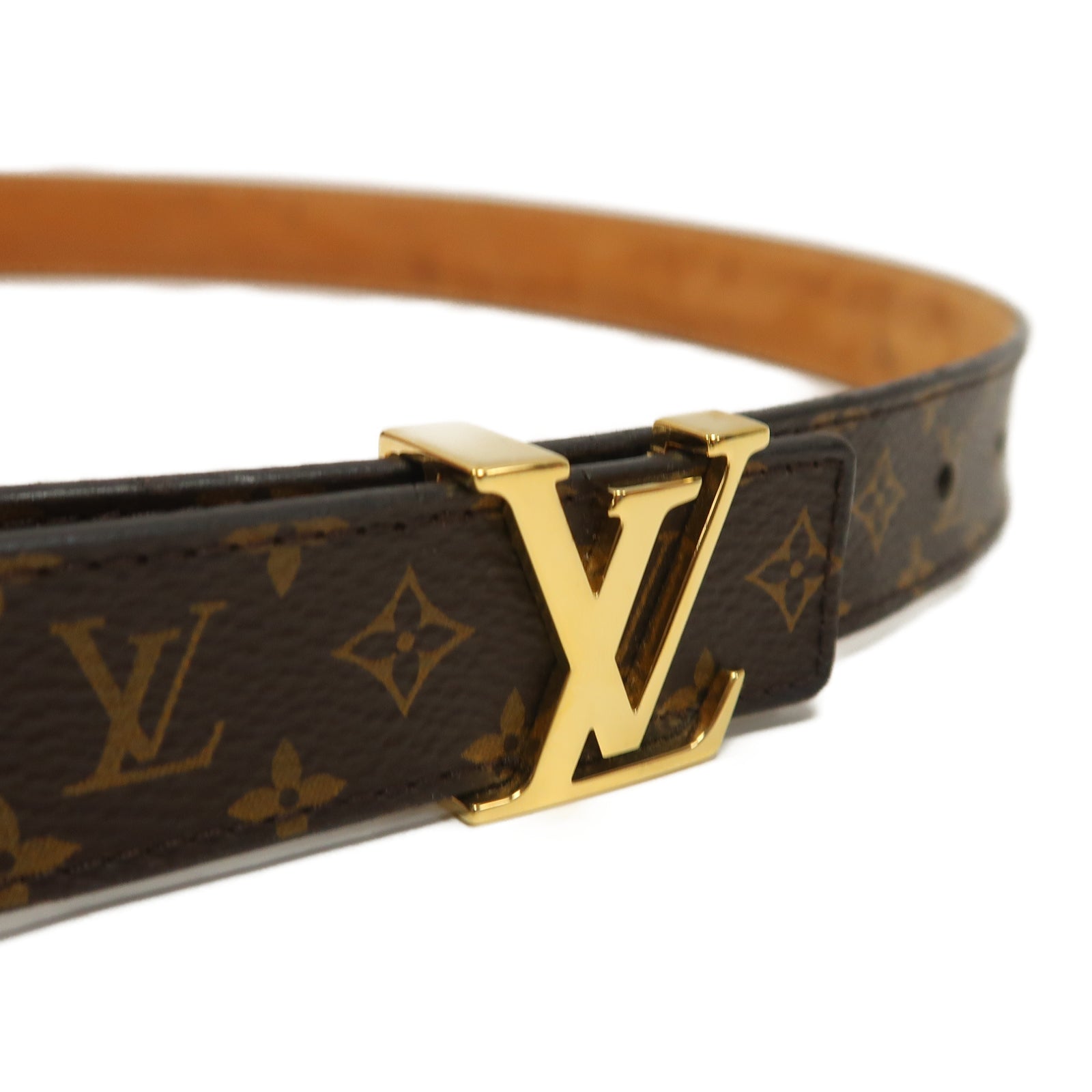 LOUIS VUITTON Monogram Belt金扣皮帶啡色