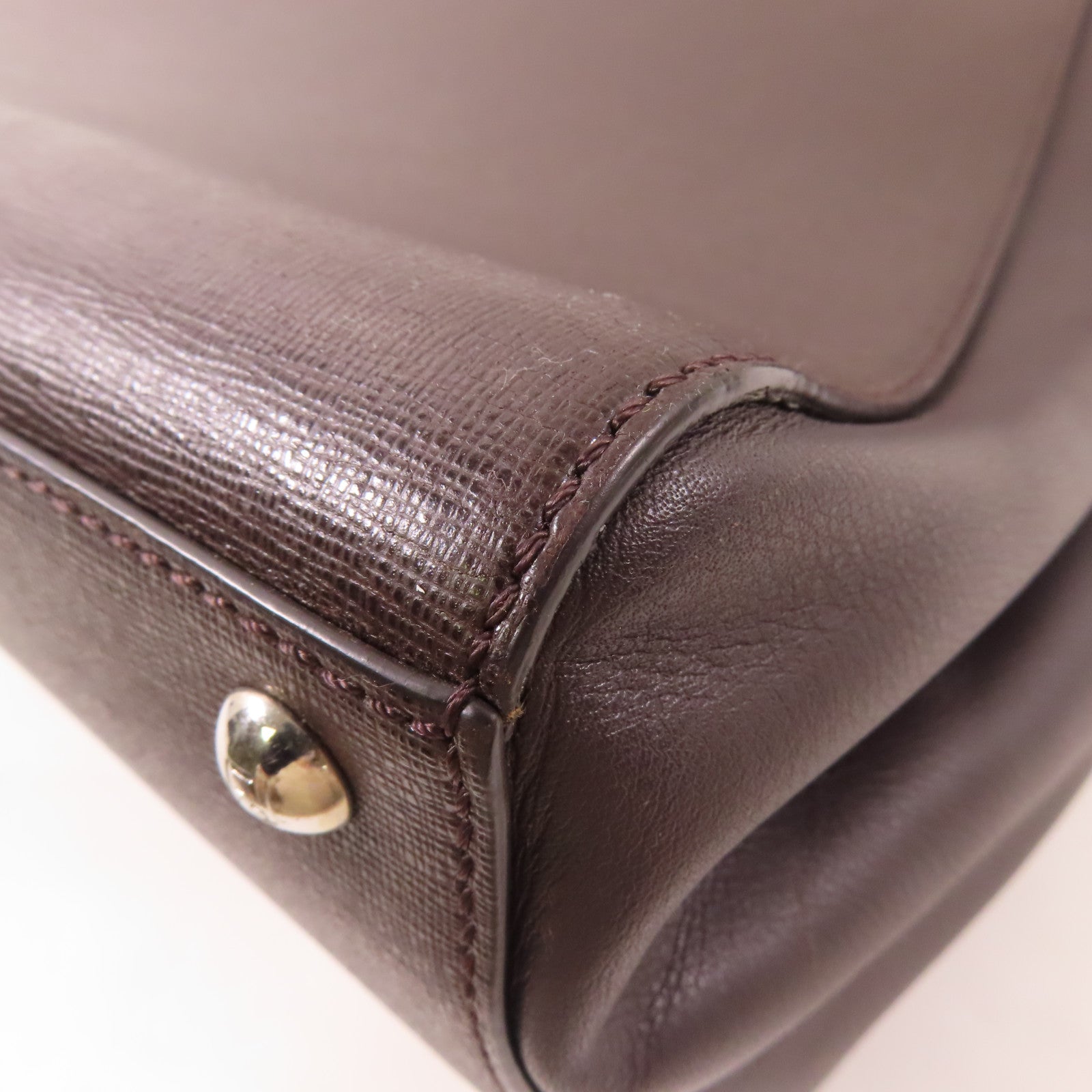 FENDI 牛皮皮革2 Jours Bag銀扣肩背袋