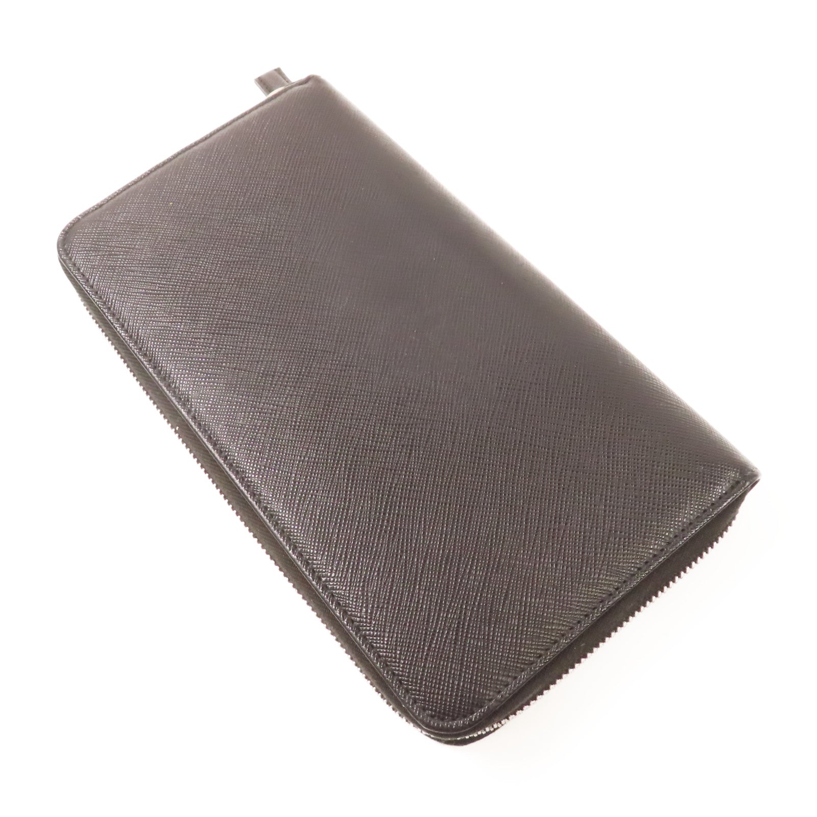 PRADA SHW Long Wallet Calfskin Leather 62B Black/Blue