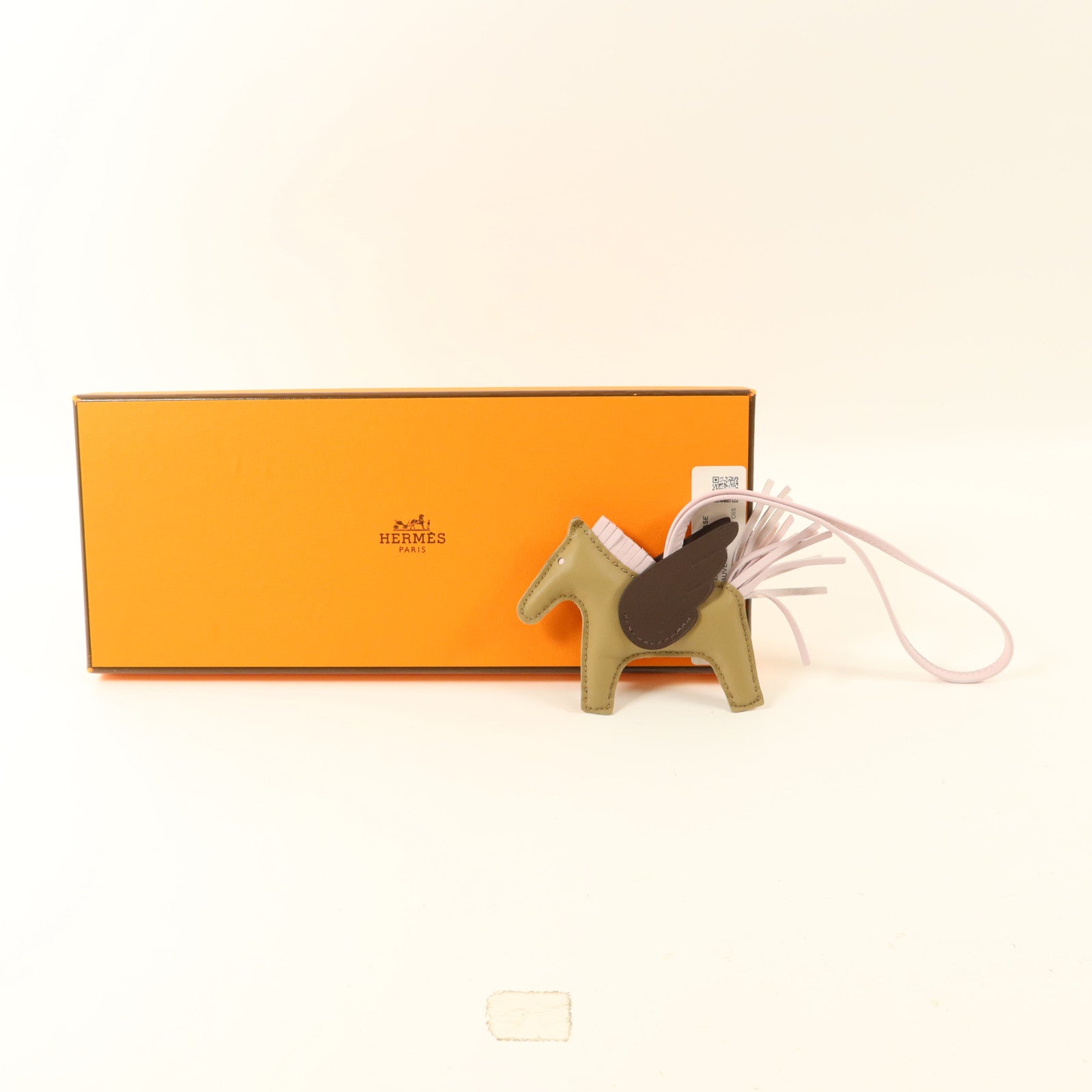 HERMES Milo皮革/Swift皮革Rodeo Pegase PM掛飾Moka/Mauve Pale/Beige Marfa