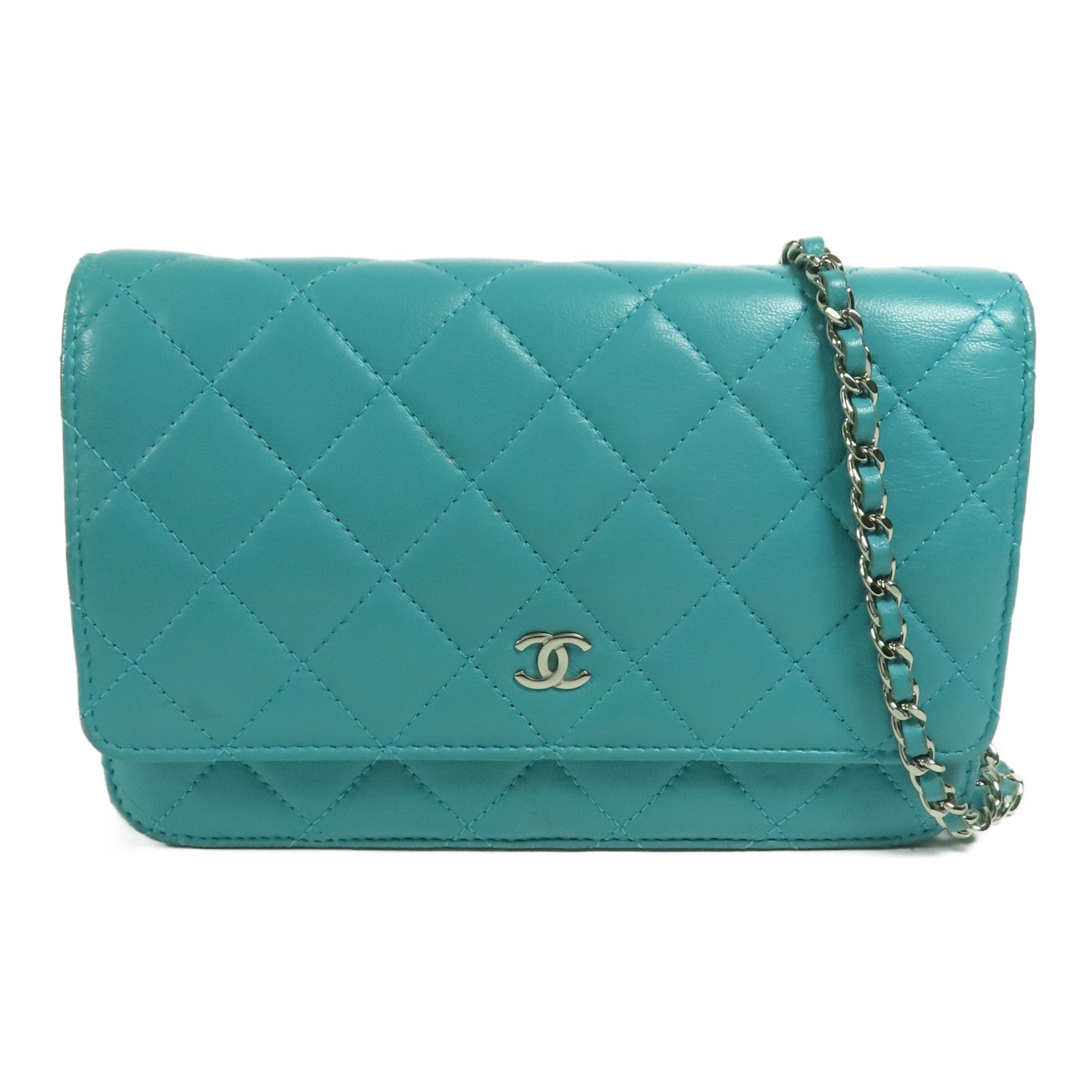 CHANEL 羊皮皮革WOC Wallet On Chain銀扣鏈帶肩背袋