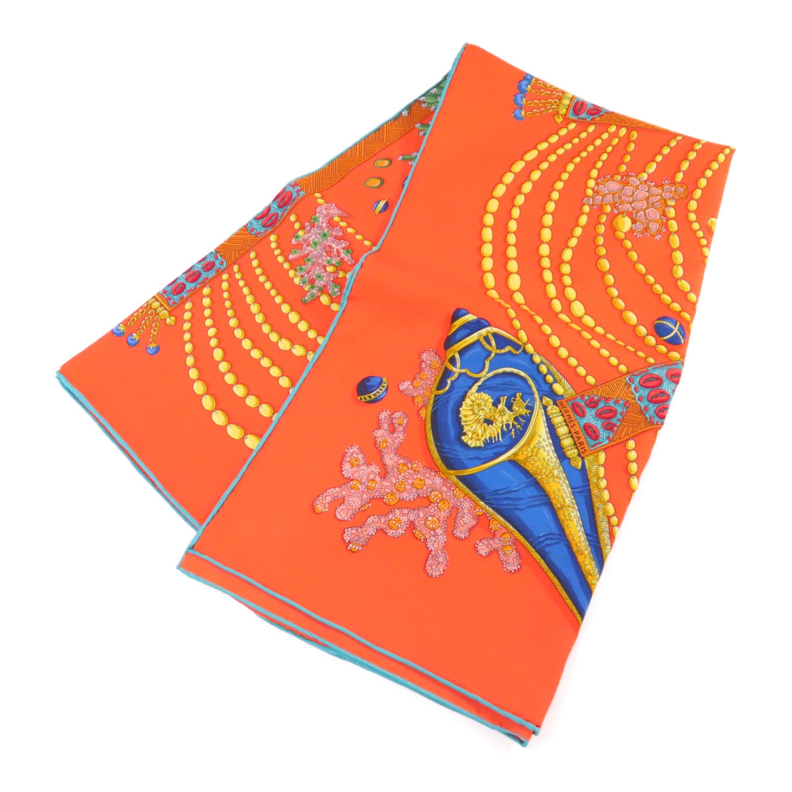 HERMES 絲質90x90 Scarf絲巾橙色/彩色