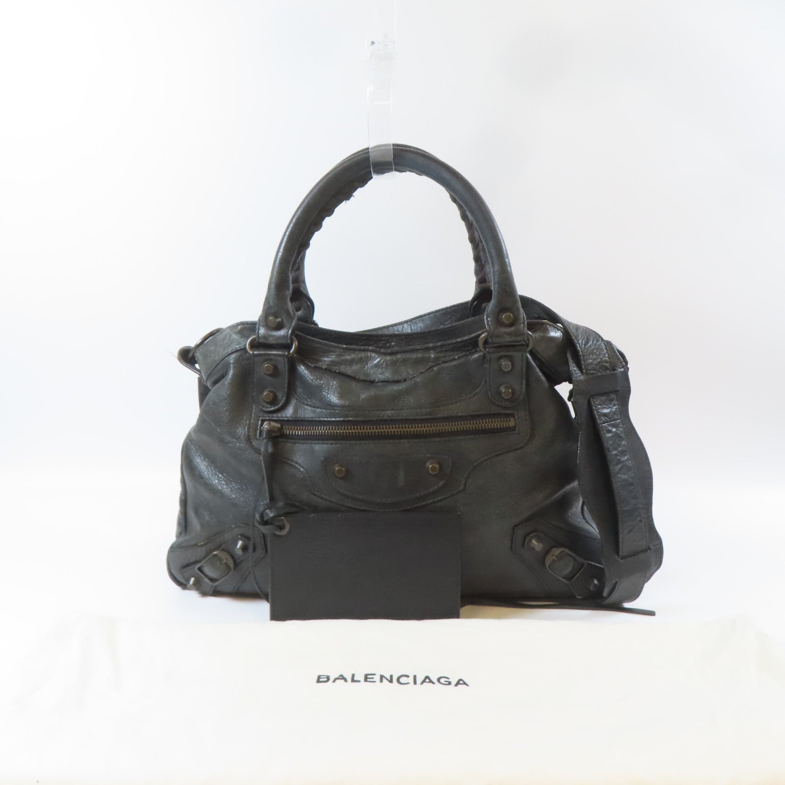 BALENCIAGA 牛皮皮革2 Way Shoulder Bag金扣手挽肩背兩用袋黑色