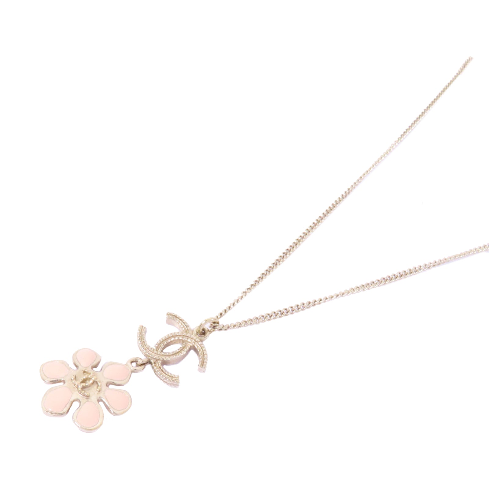 CHANEL 金屬Necklace項鍊粉紅色/金色