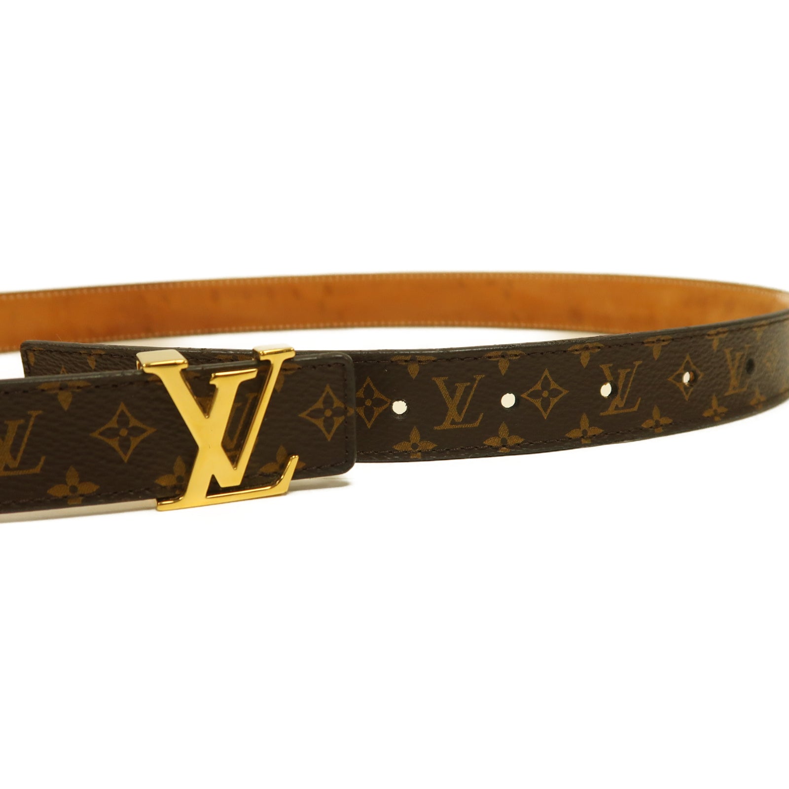 LOUIS VUITTON Monogram Belt金扣皮帶啡色