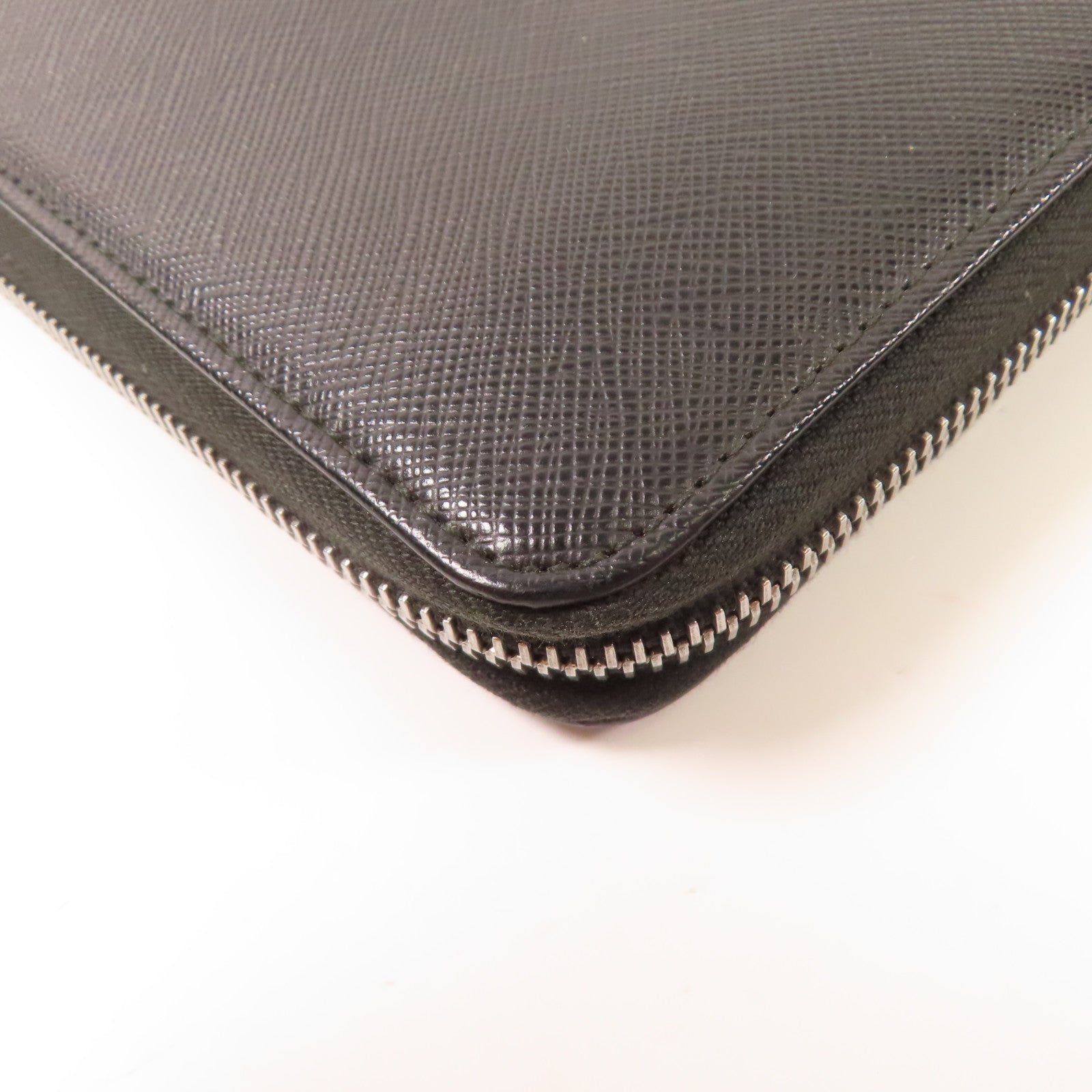 PRADA SHW Long Wallet Calfskin Leather 62B Black/Blue