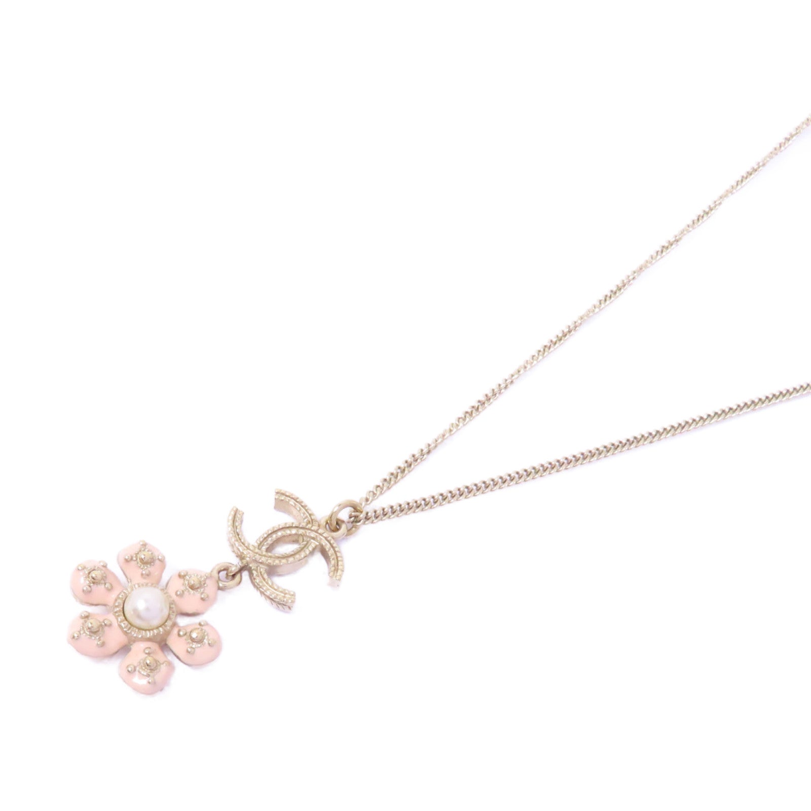 CHANEL 金屬Necklace項鍊粉紅色/金色