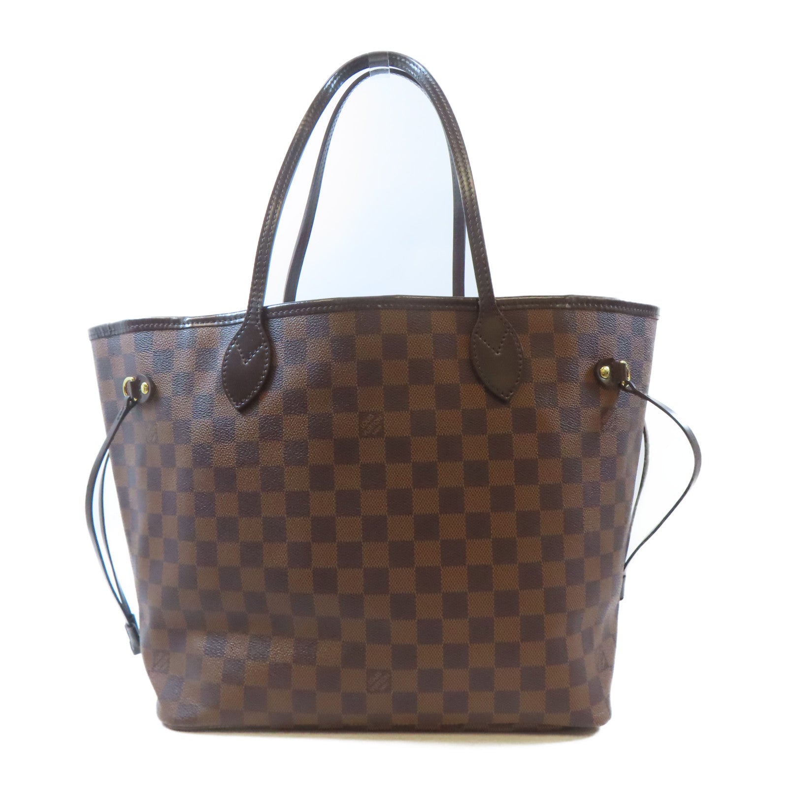 LOUIS VUITTON Damier Neverfull MM金扣肩背袋/手挽袋啡色