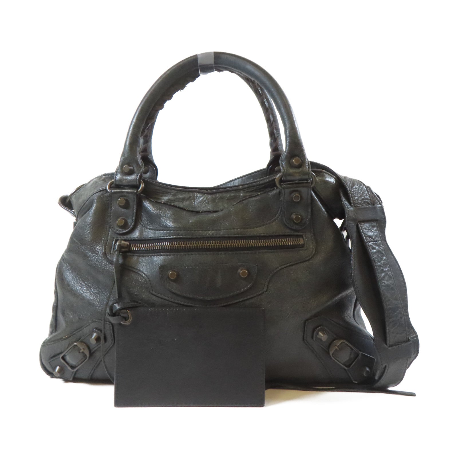 BALENCIAGA 牛皮皮革2 Way Shoulder Bag金扣手挽肩背兩用袋黑色