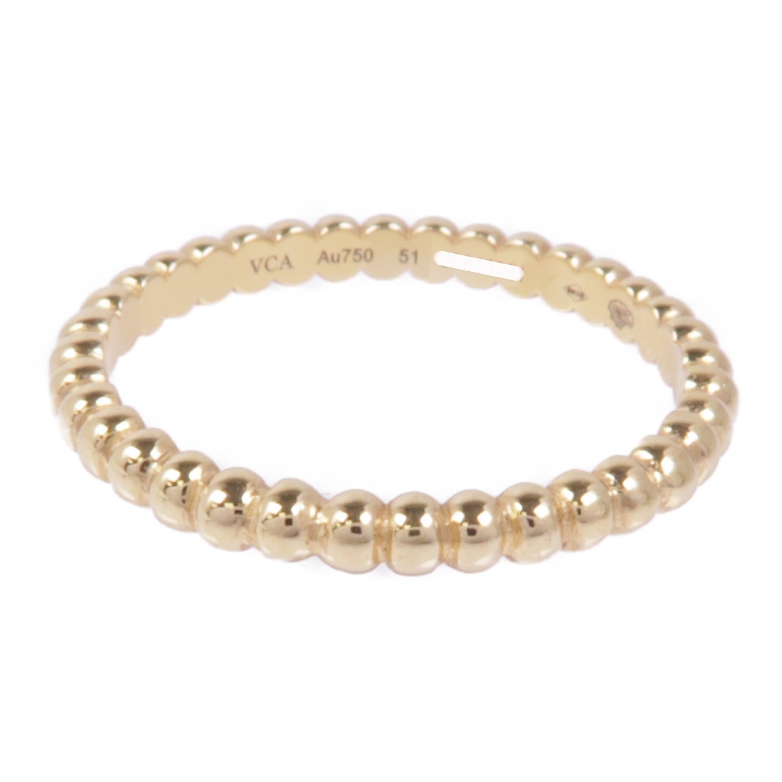 Van Cleef & Arpels 18K黃金Perlee Pearls of Gold Ring戒指#51/US#5.5