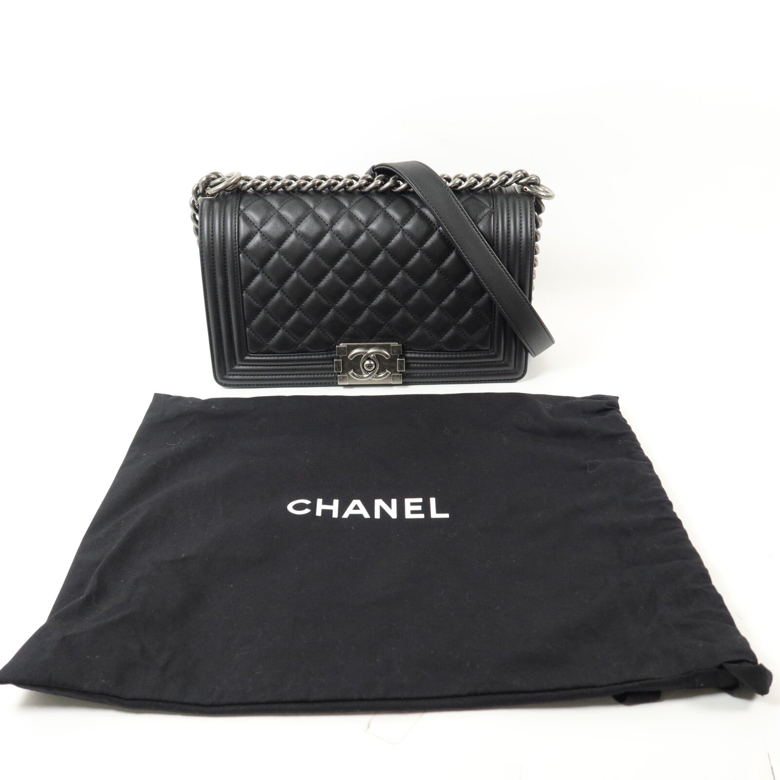 CHANEL 牛皮皮革Boy 25鏈帶肩背袋