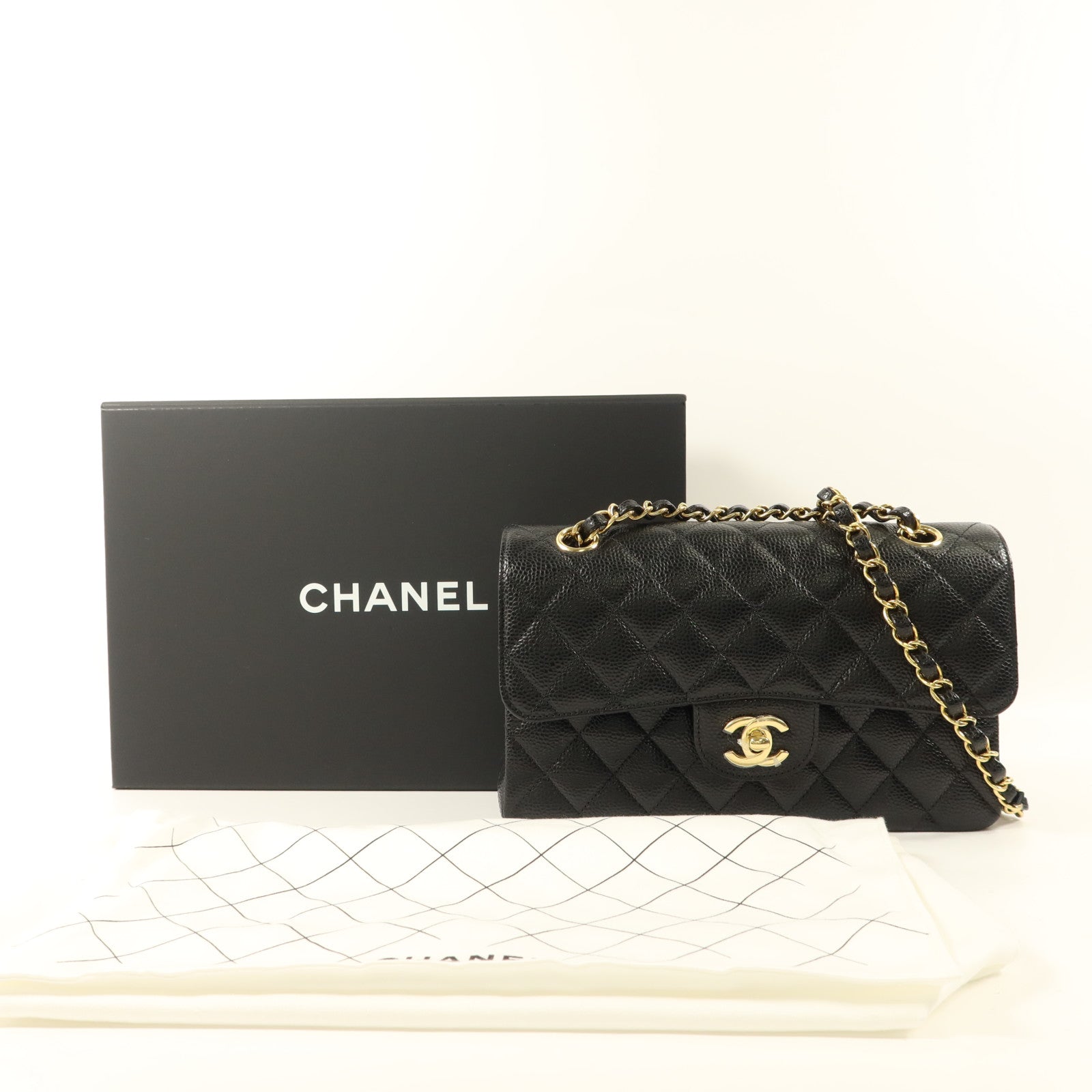 CHANEL 【激減優惠】牛皮皮革Classic 23金扣鏈帶肩背袋