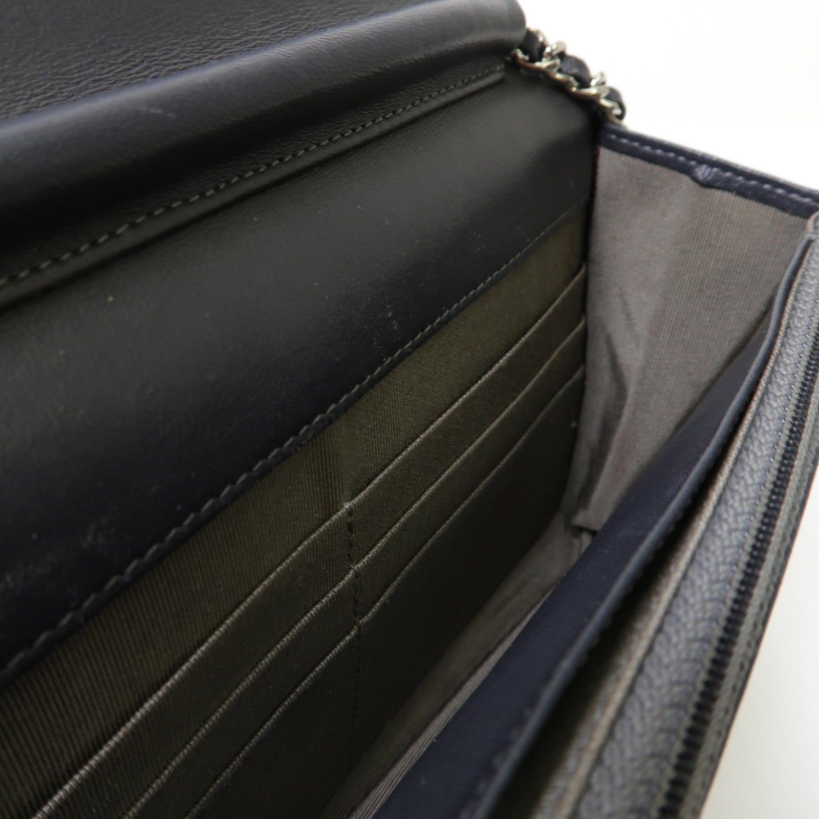 CHANEL 【激減優惠】菱格羊皮皮革Wallet On Chain銀扣鏈帶肩背袋黑色