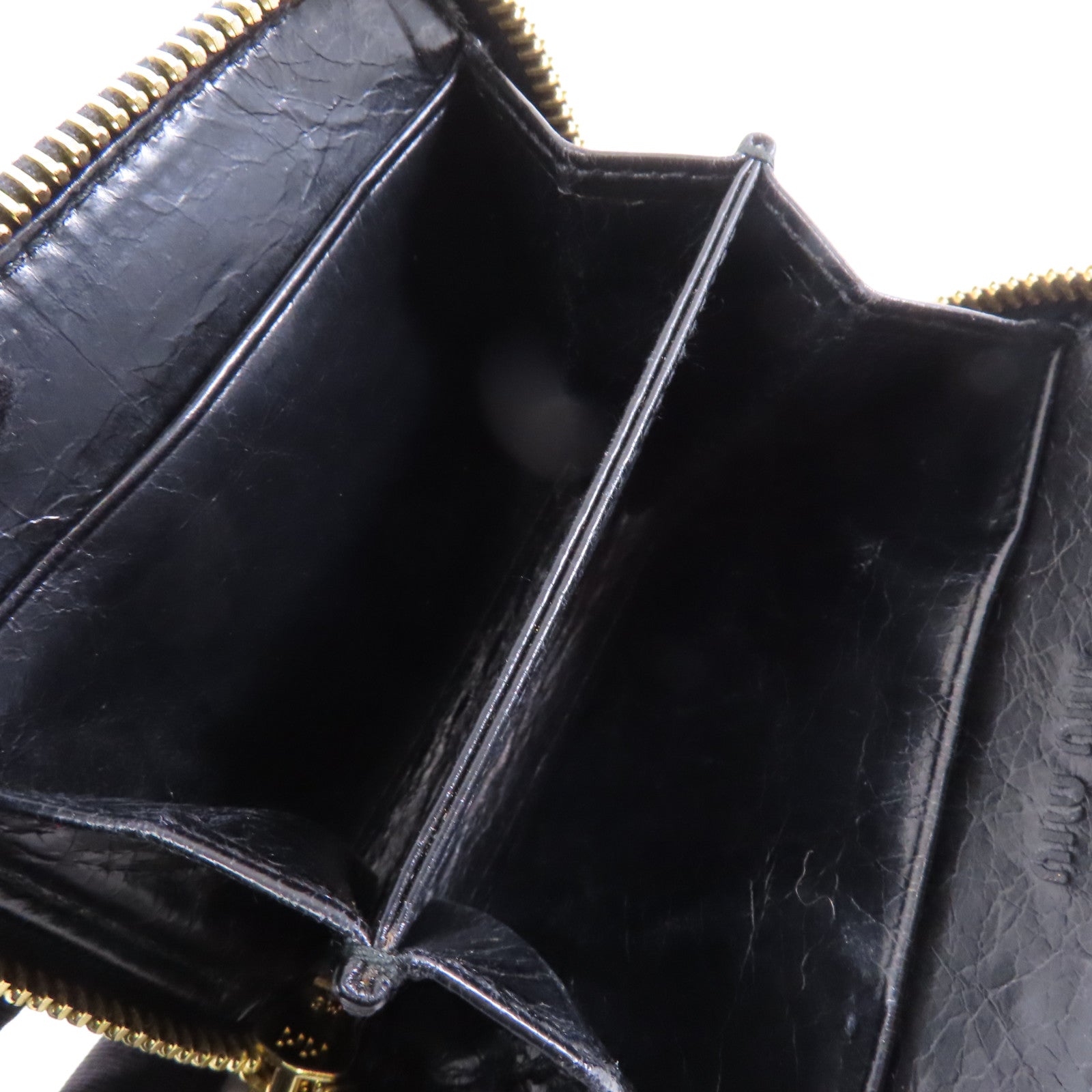 Miu Miu 【激減優惠】羊皮皮革Zipped Wallet金扣錢包黑色