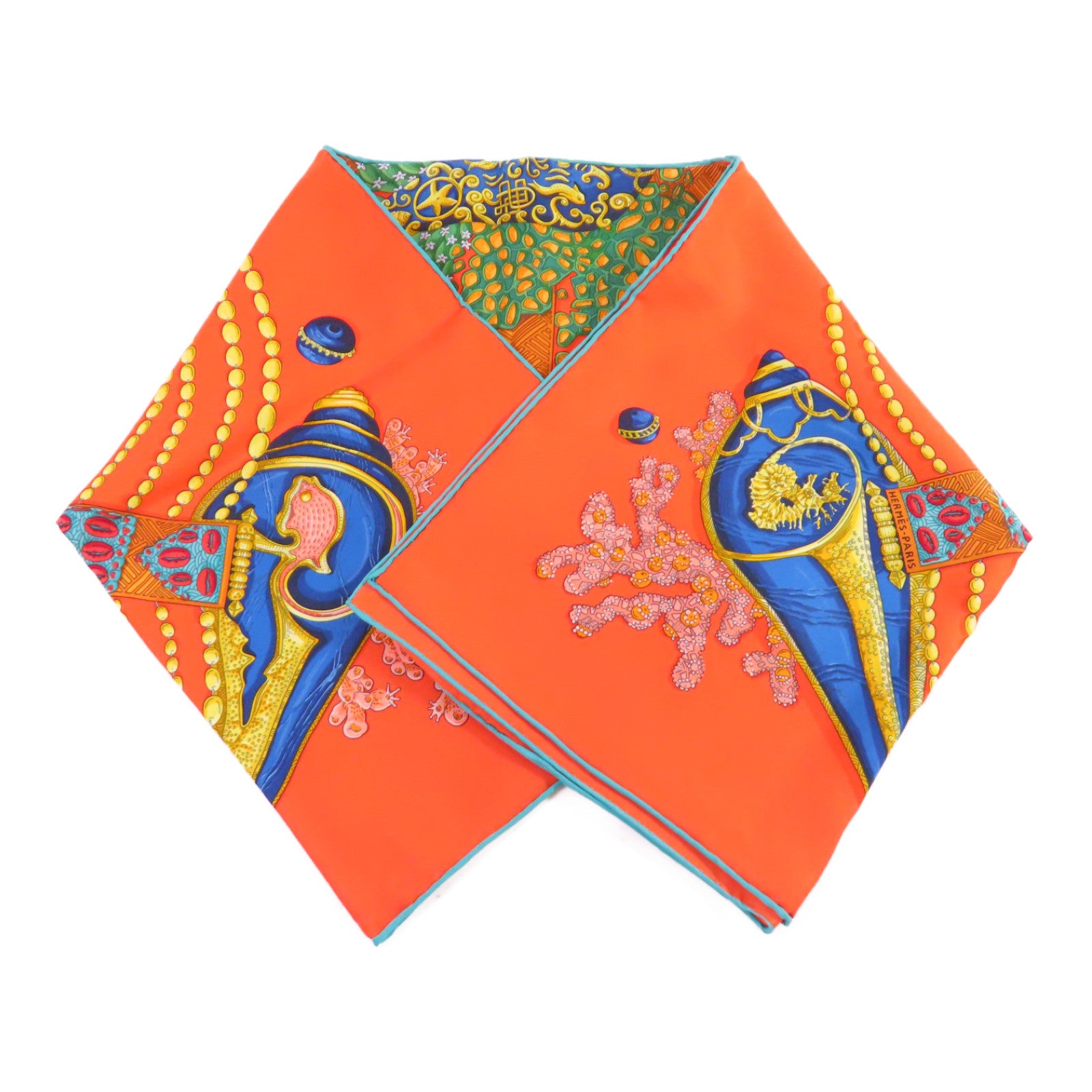HERMES 絲質90x90 Scarf絲巾橙色/彩色