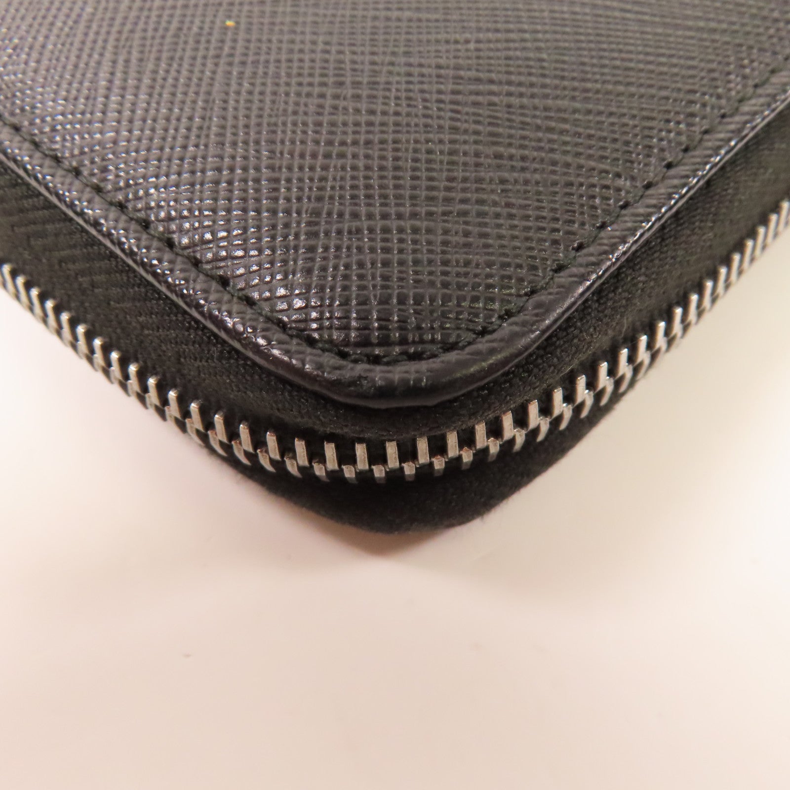 PRADA SHW Long Wallet Calfskin Leather 62B Black/Blue