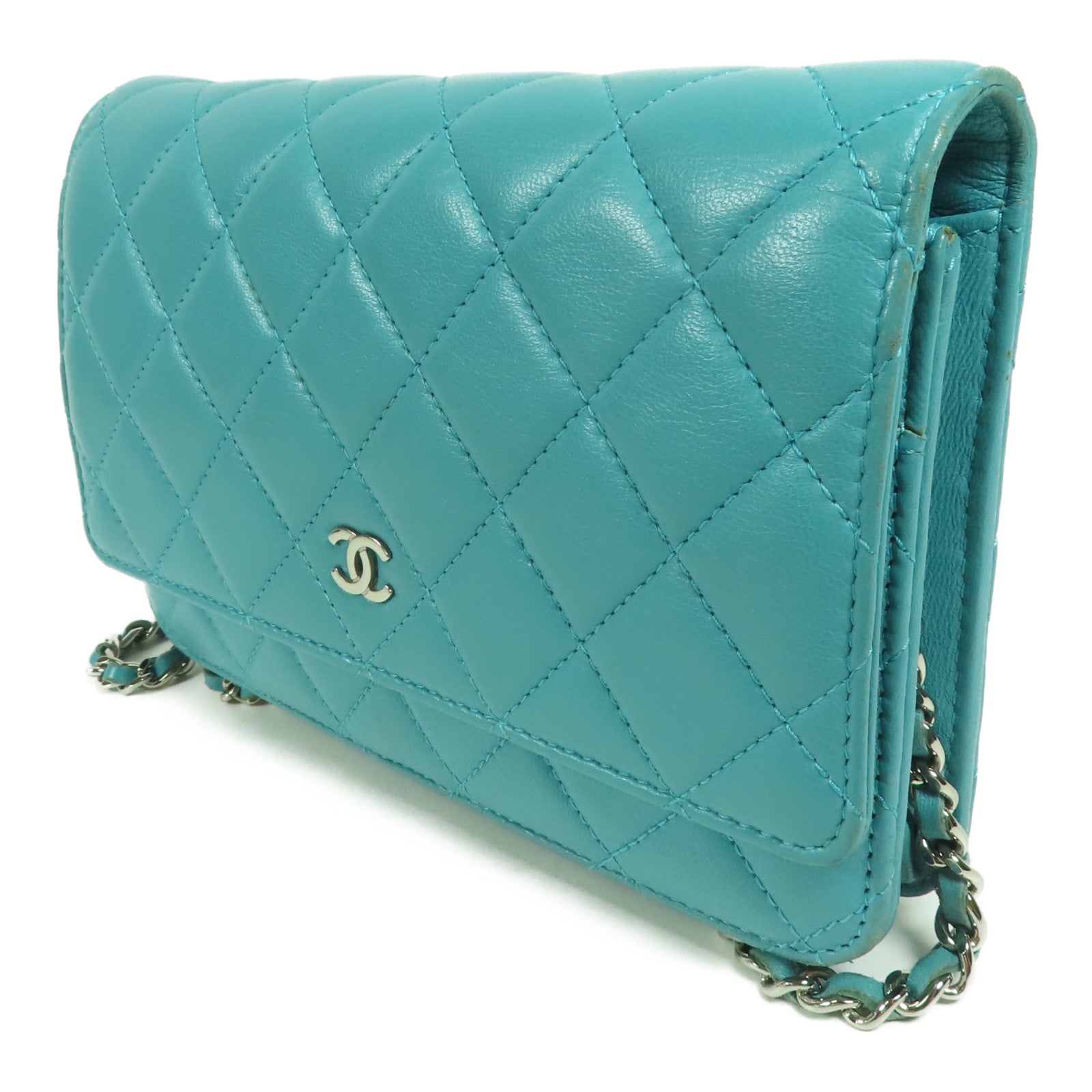 CHANEL 羊皮皮革WOC Wallet On Chain銀扣鏈帶肩背袋