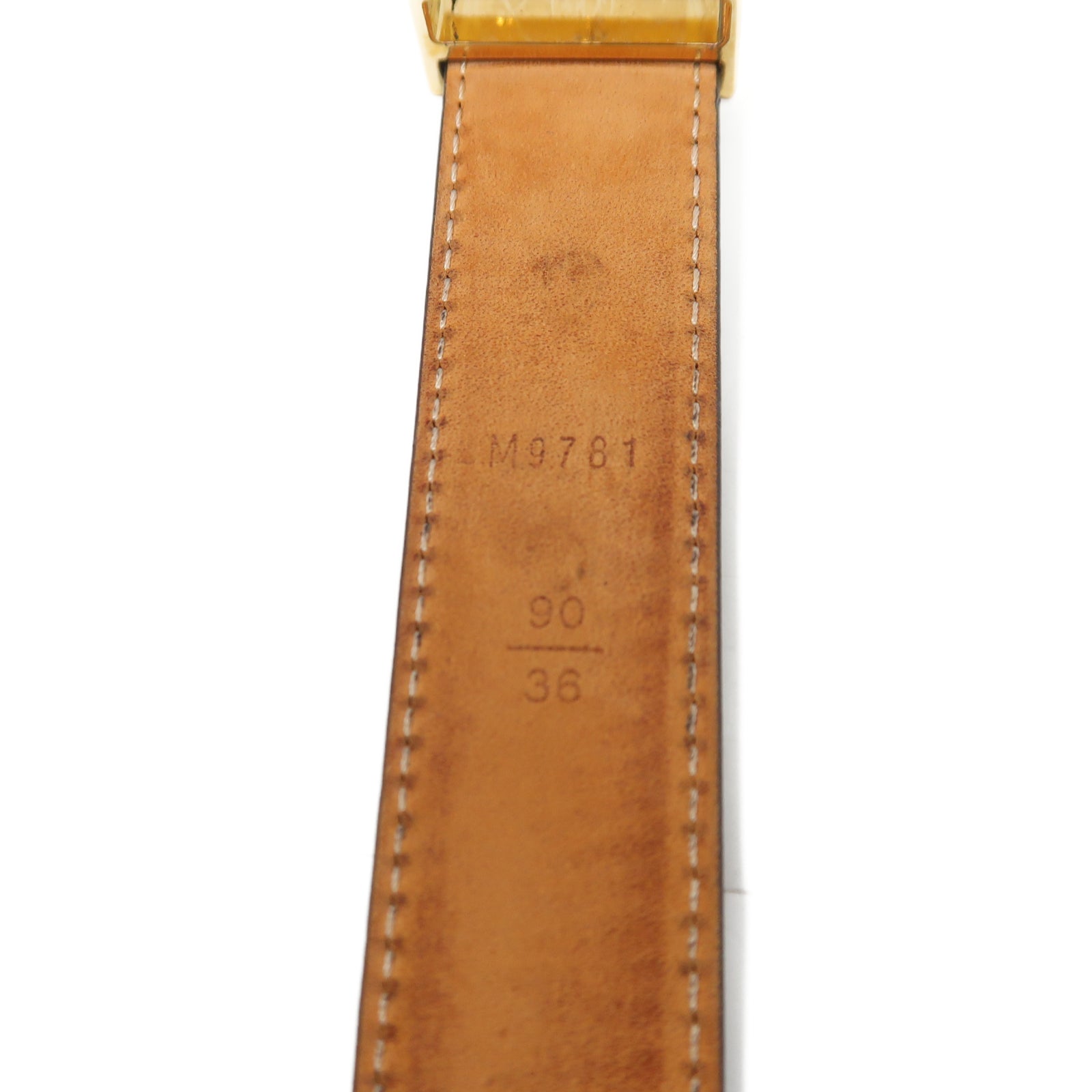LOUIS VUITTON Monogram Belt金扣皮帶啡色