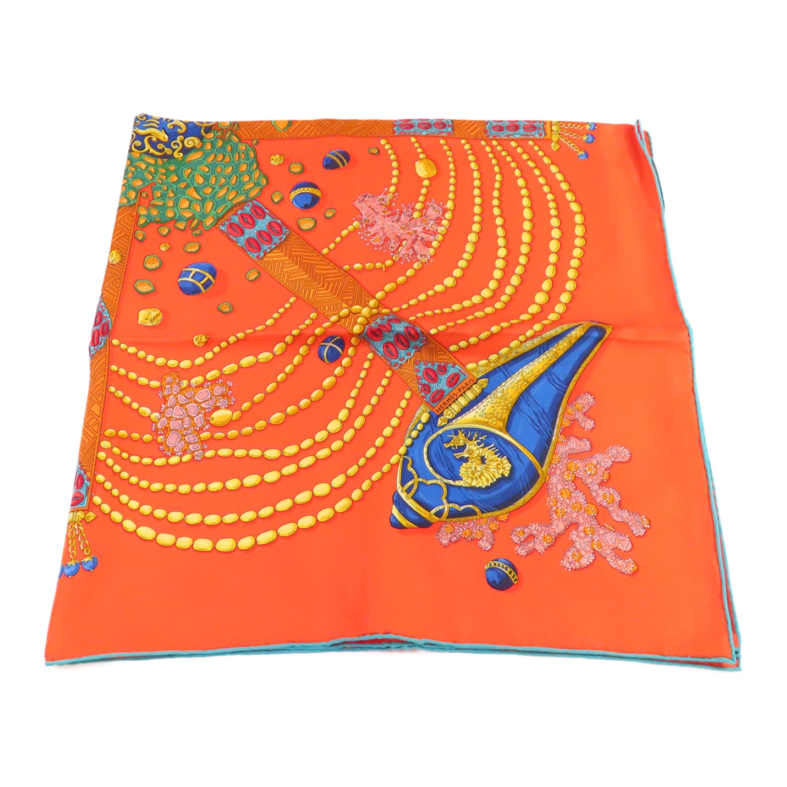 HERMES 絲質90x90 Scarf絲巾橙色/彩色