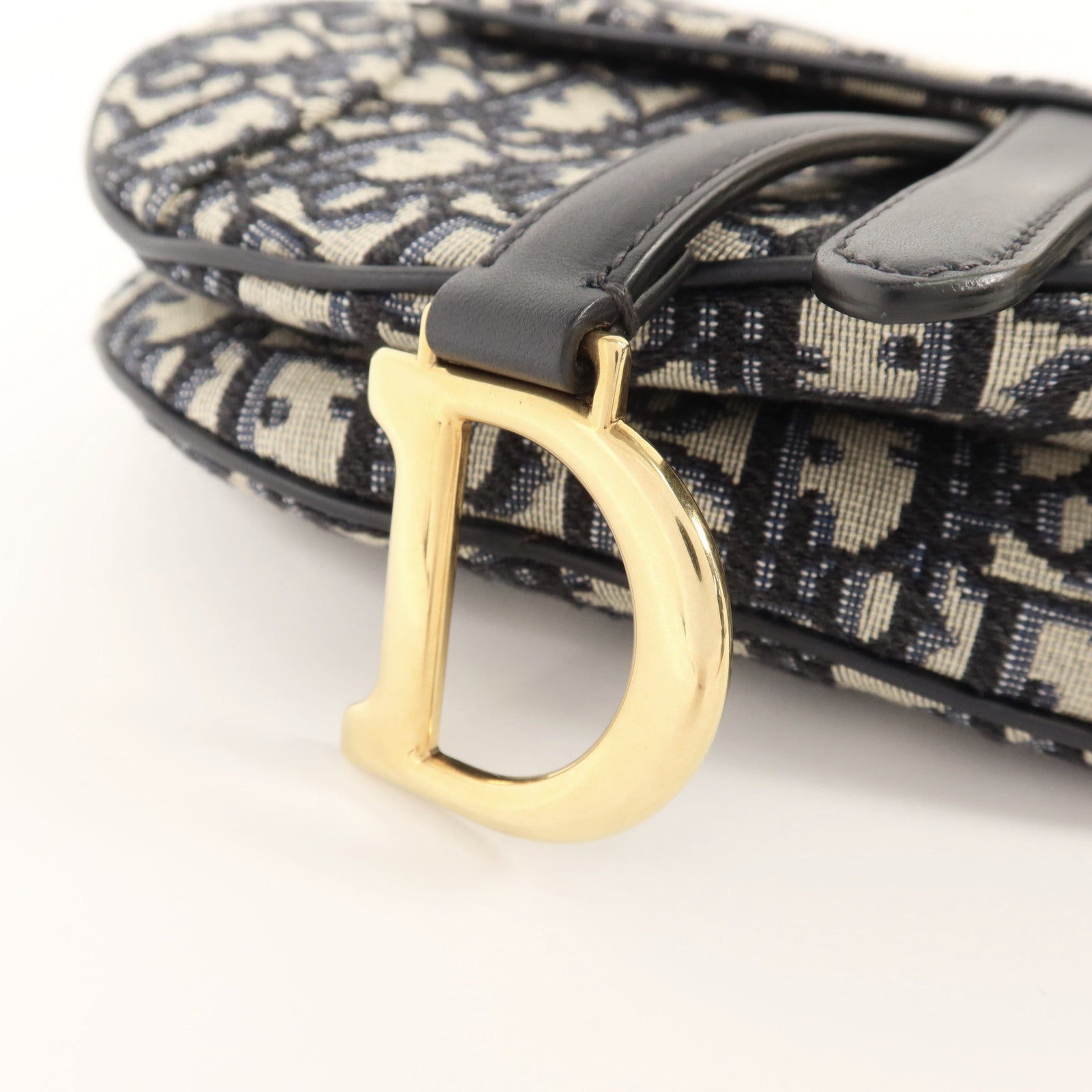 Dior Oblique帆布Mini Saddle金扣手挽袋