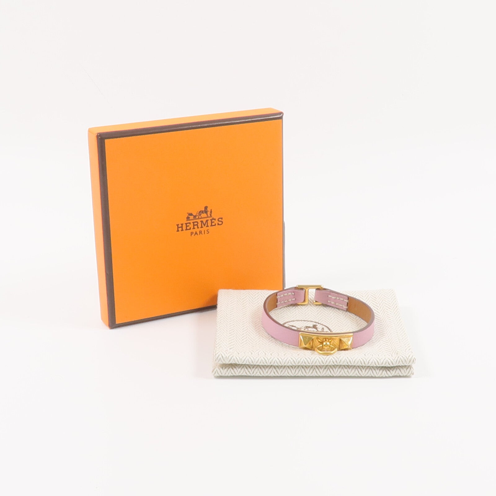 HERMES 【激減優惠】Swift皮革Mini Rivale Bracelet手帶Mauve Sylvestre