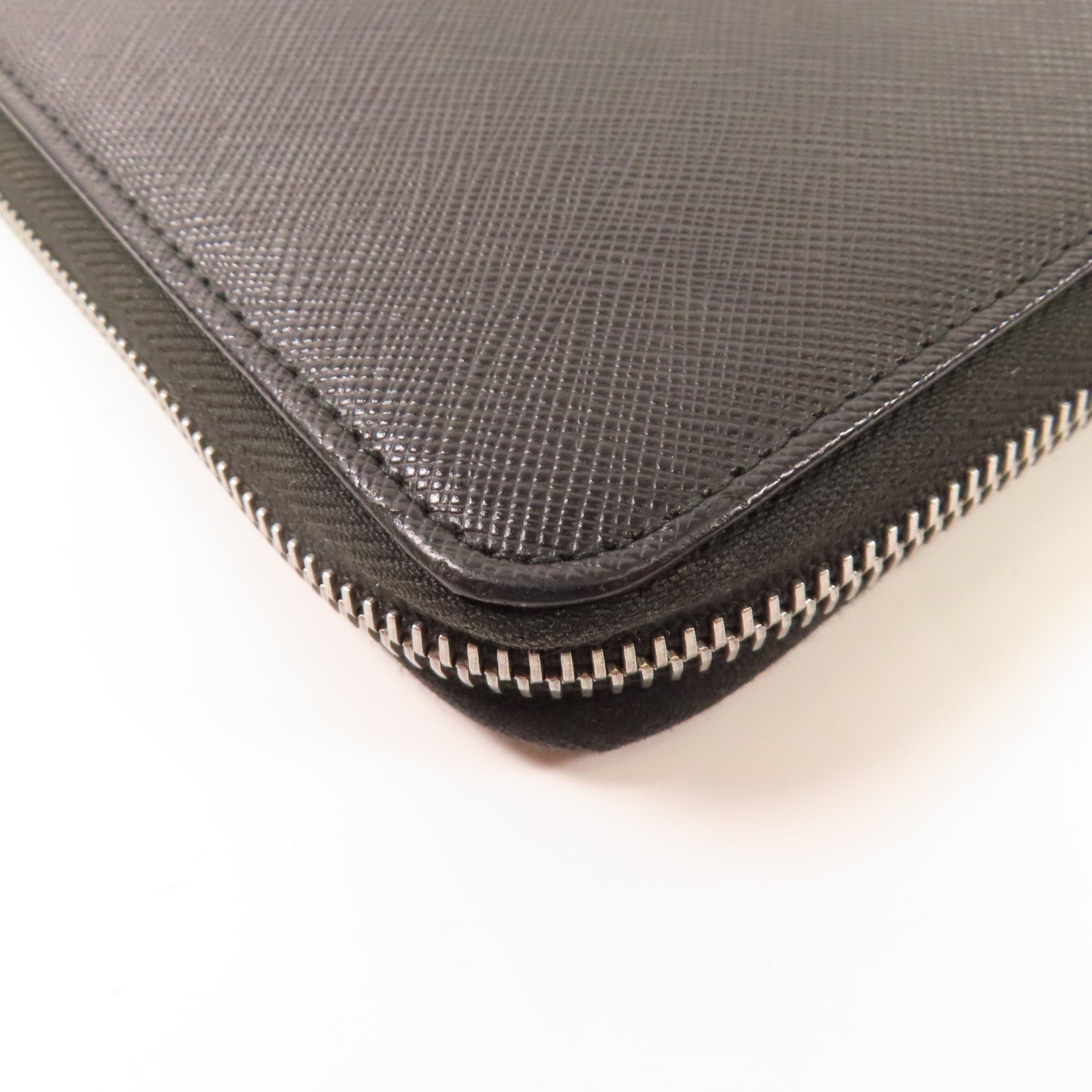 PRADA SHW Long Wallet Calfskin Leather 62B Black/Blue