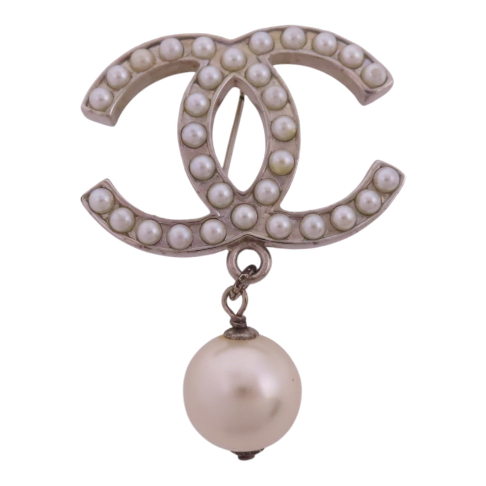 CHANEL 金屬/仿珍珠Brooch銀扣胸針