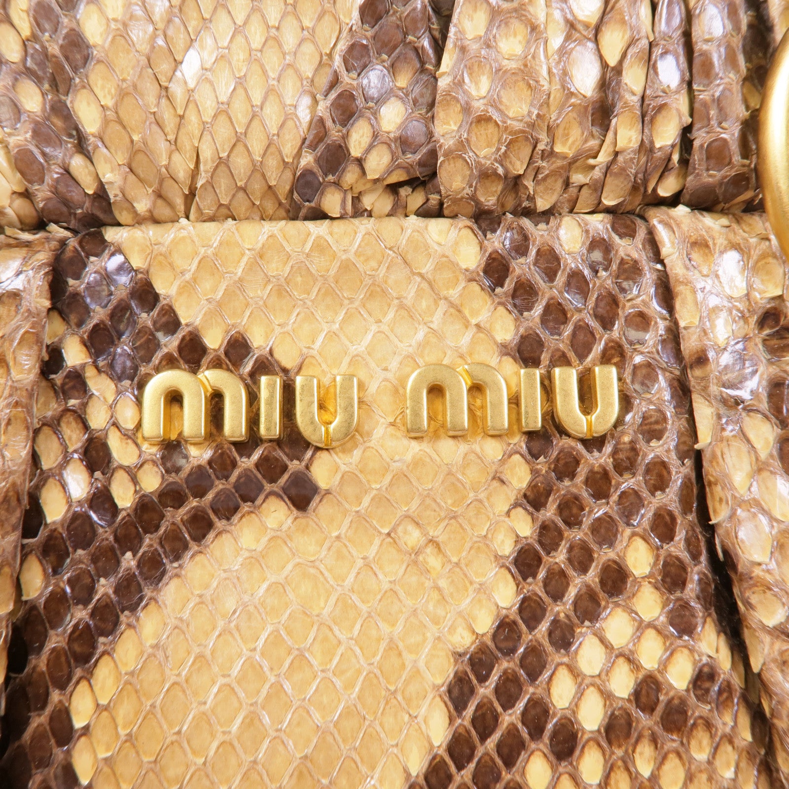 Miu Miu 蛇皮皮革2 Way Shoulder金扣手挽肩背兩用袋