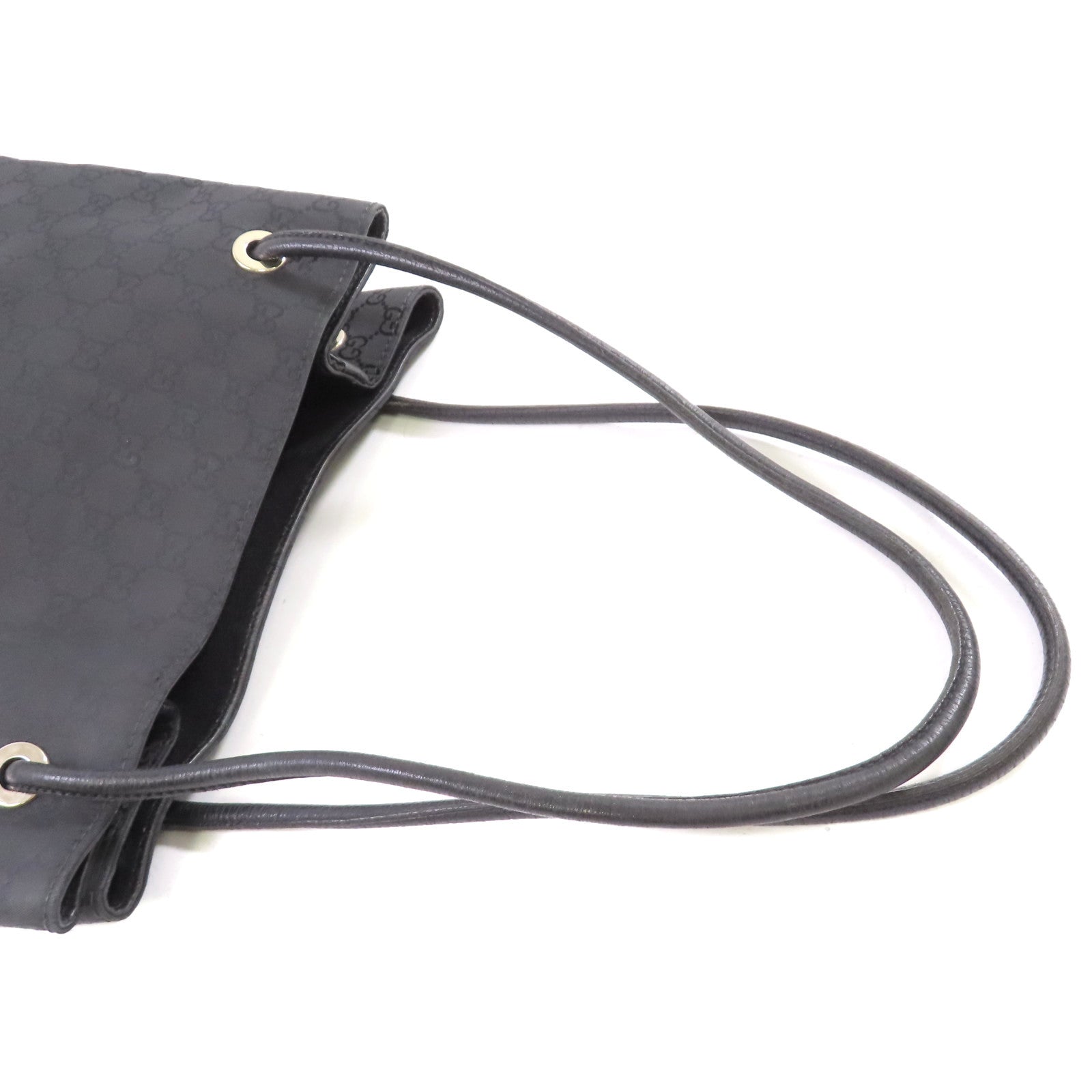 GUCCI 塗層帆布Tote Bag銀扣肩背袋黑色