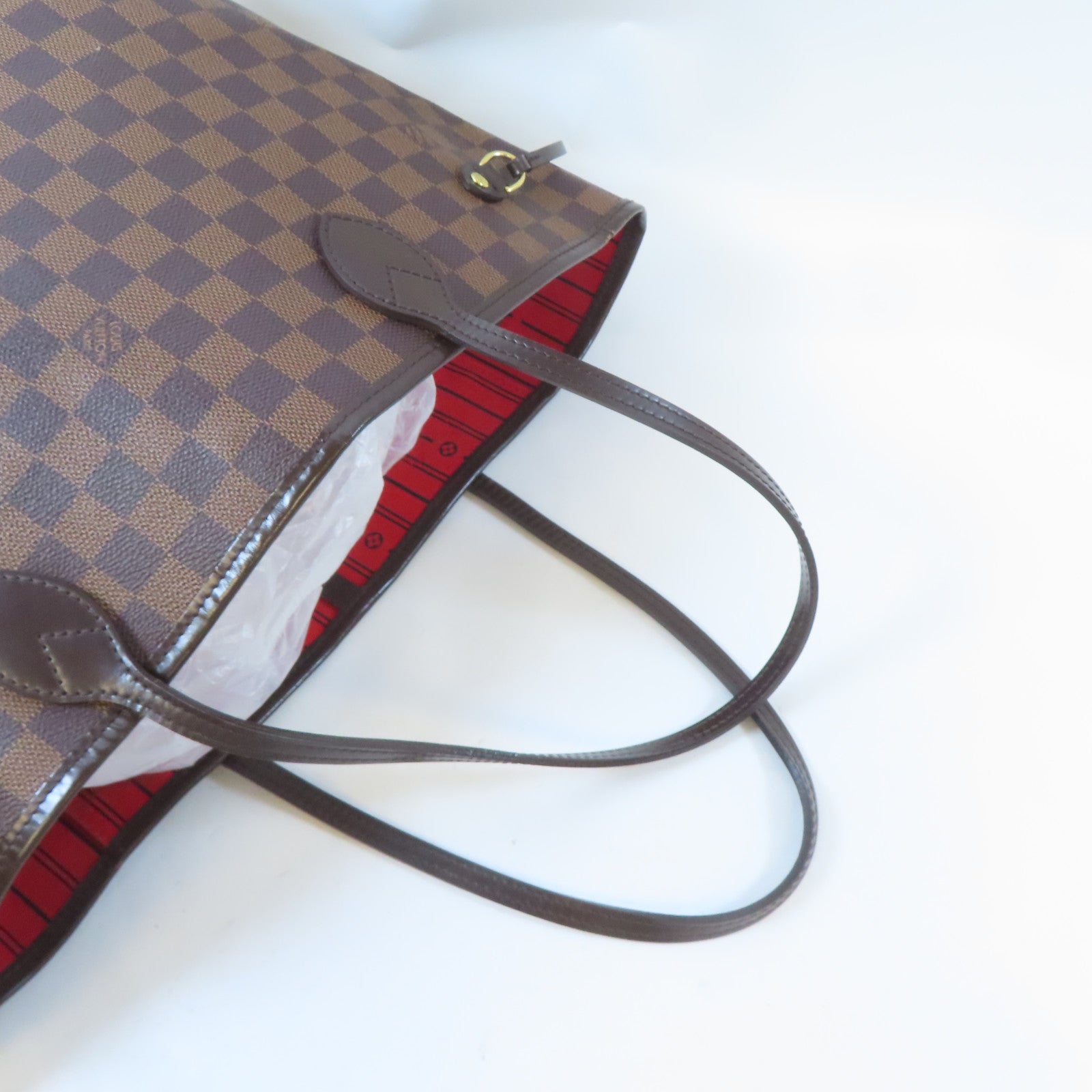 LOUIS VUITTON Damier Neverfull MM金扣肩背袋/手挽袋啡色